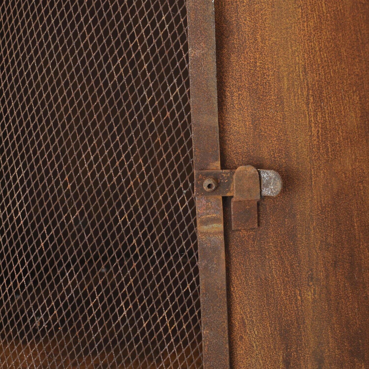 Ultimate Patio 70-Inch Rustic Steel Wood Burning Chiminea - Rust - Latch Hardware - Detail thumbnail
