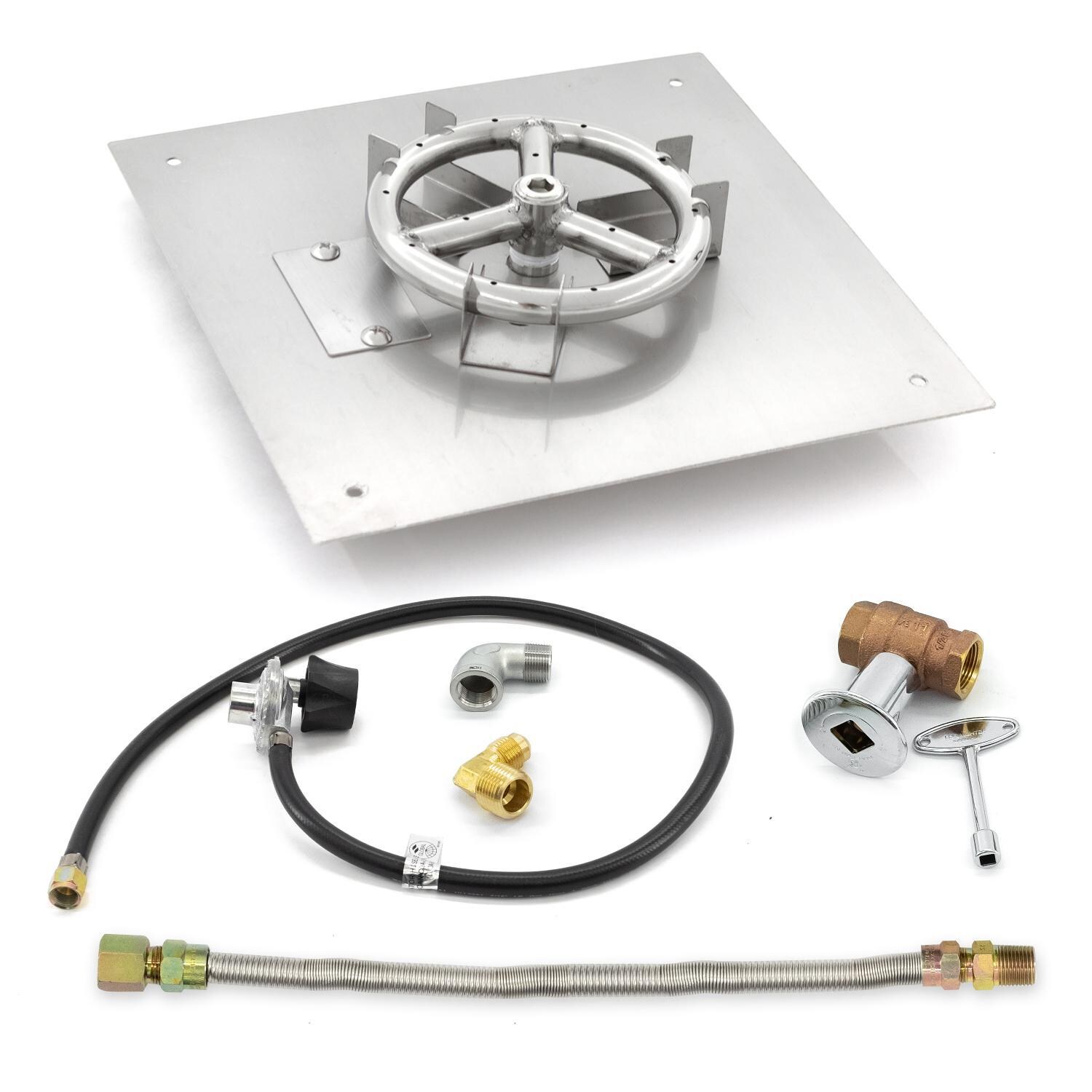 BBQGuys Signature 12-Inch Square Flat Pan W/ 6-Inch Propane Ring Burner & Connection Kit image