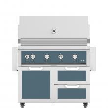 Hestan 42-Inch Natural Gas Grill W/ Rotisserie On Double Drawer & Door Tower Cart - Pacific Fog - GABR42-NG-GG
