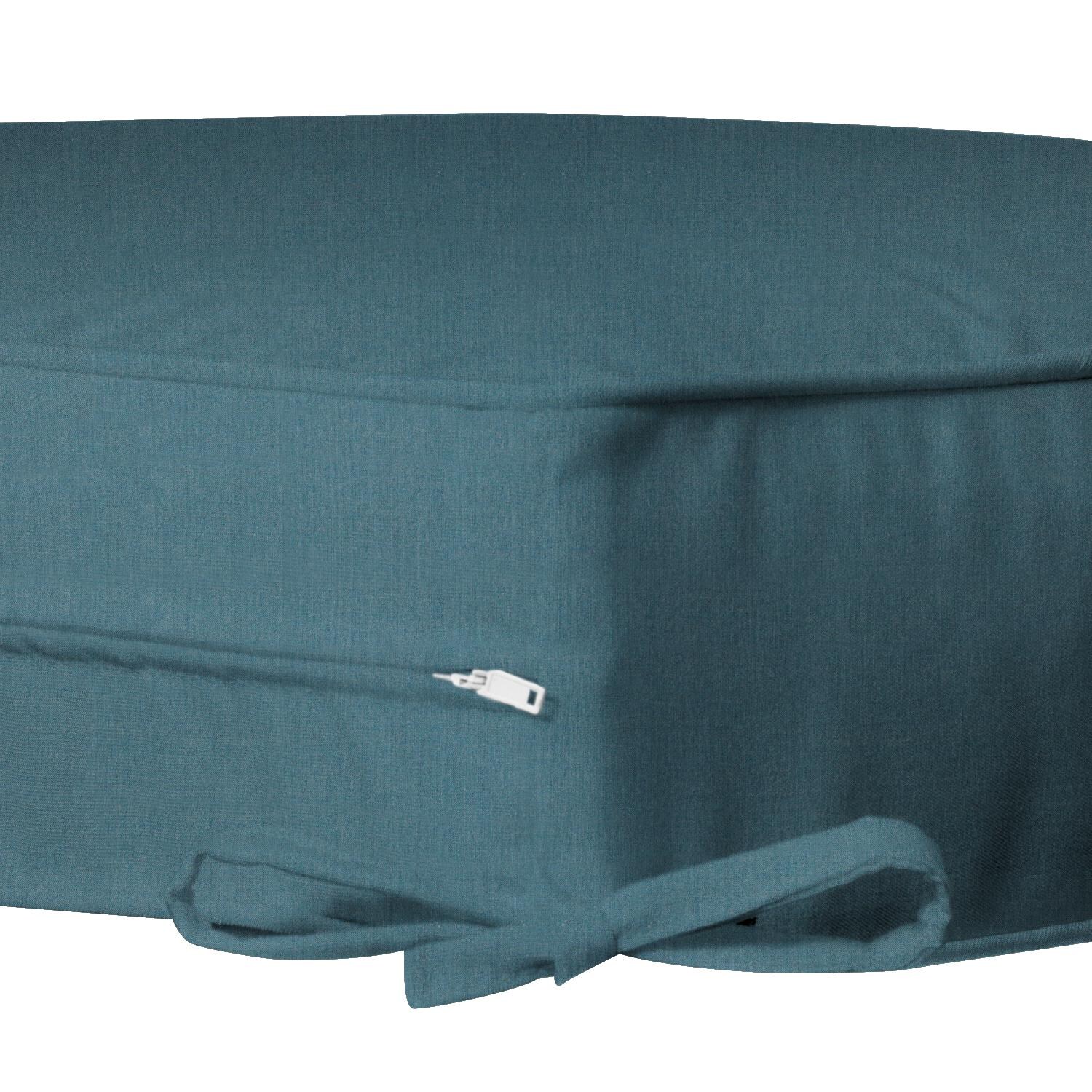 Sunbrella Cast Lagoon Small Outdoor Replacement Ottoman Cushion W/ Piping By UltimatePatio.com - Zipper and Tie Detail thumbnail
