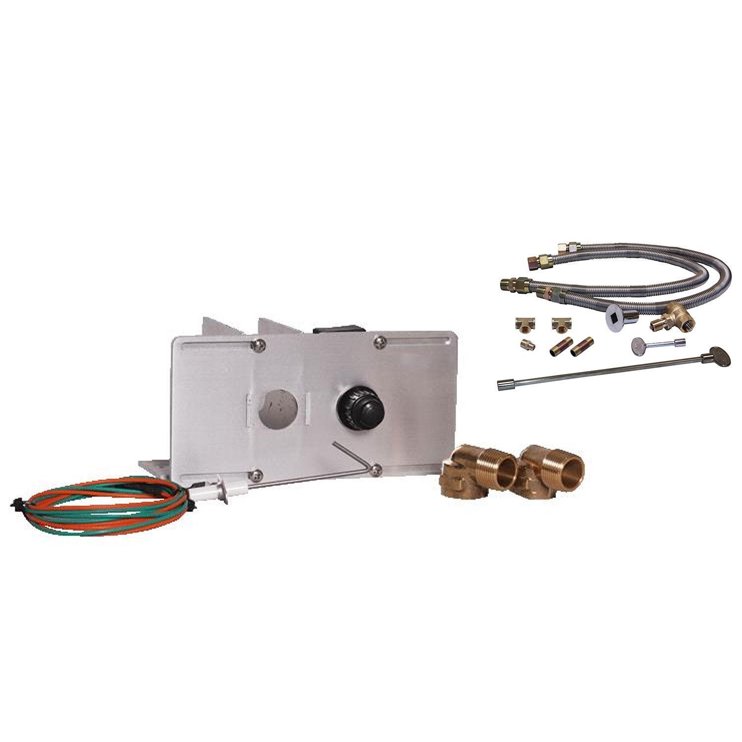 Warming Trends Push Button Spark Ignition Kit w/ Mounting Bracket & 3/4-Inch Single Flex Line Kit - White Background thumbnail