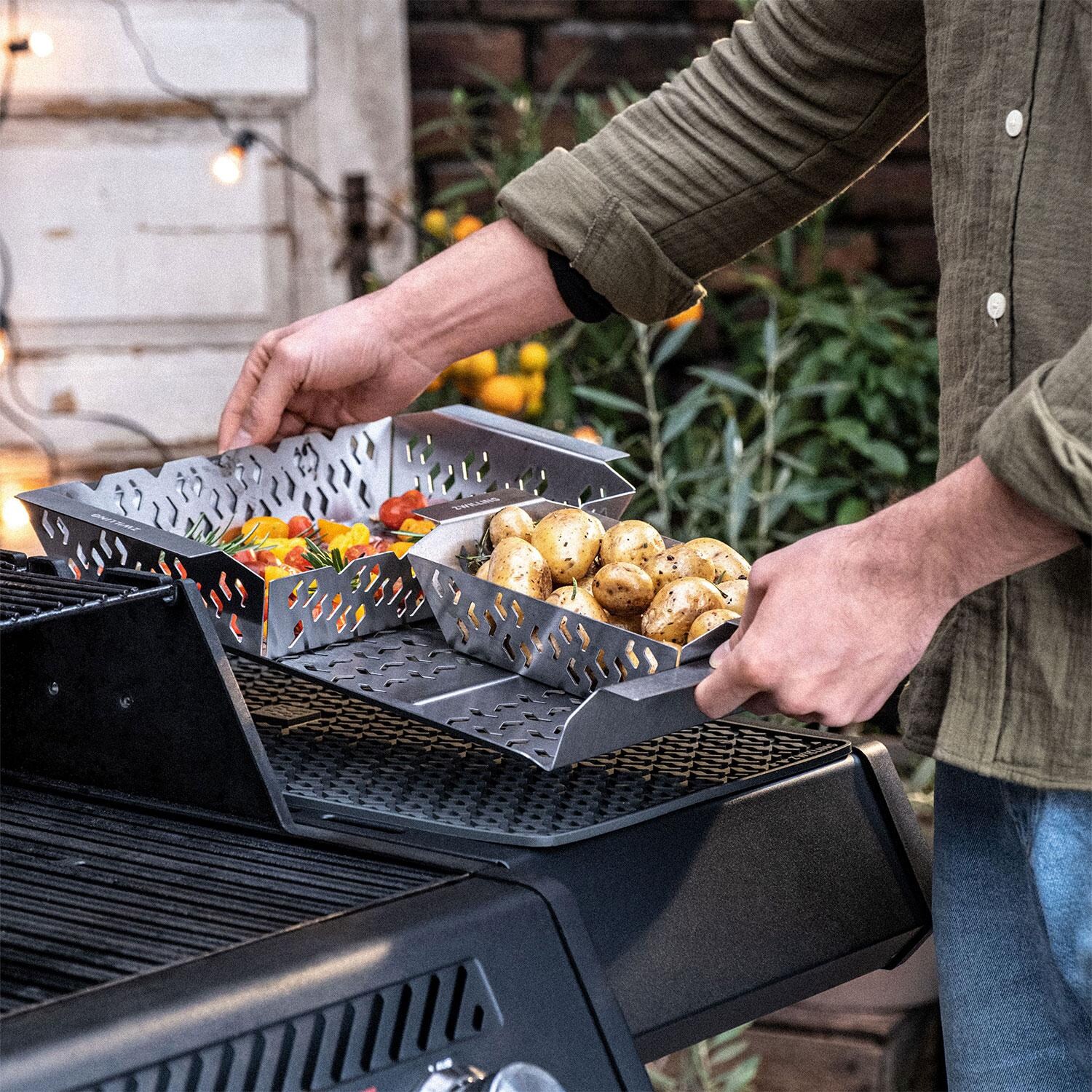 Zwilling Henckels Cutlery 1026136 BBQ+ Stainless Steel Grill Basket - Medium - On Top of Grill Topper - Lifestyle thumbnail