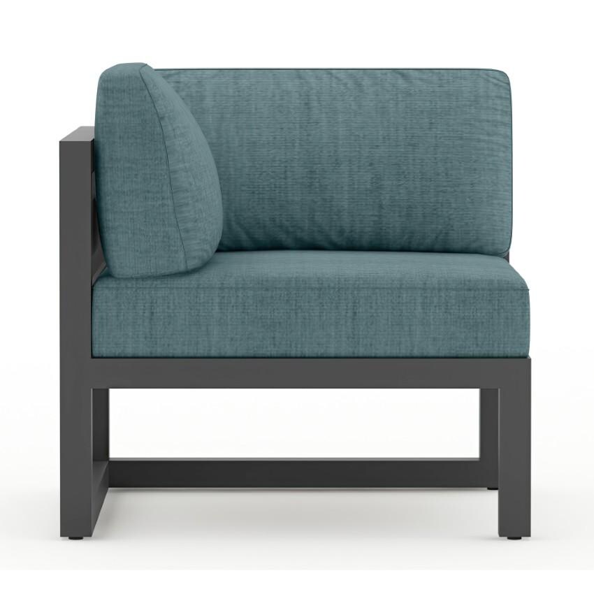 Misty Cove 6 Piece Sectional Set in Slate w/Club Chair & Cast Lagoon Cushions by Lakeview - Left Section with Pillow - White Background thumbnail