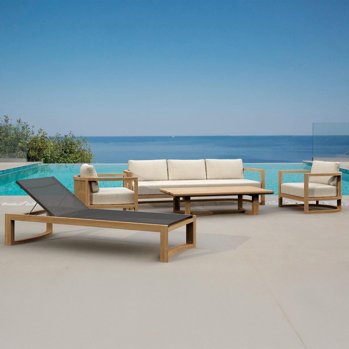 Carondelet 5 Pc Teak Seating Set in Linen Natural by Lakeview Outdoor Designs