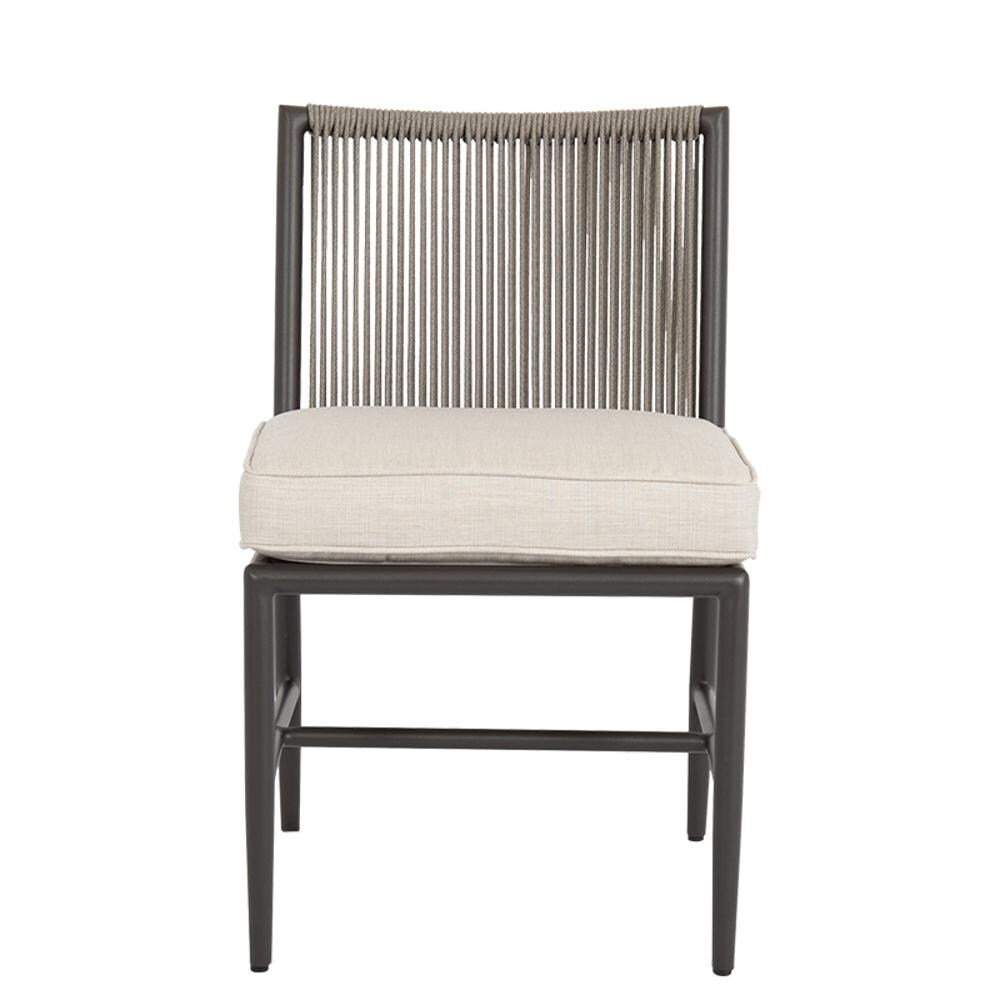 Sunset West - 4601-1A-57005 - Pietra Rope & Aluminum Armless Patio Dining Chair W/ Sunbrella Echo Ash Cushion - Front View thumbnail