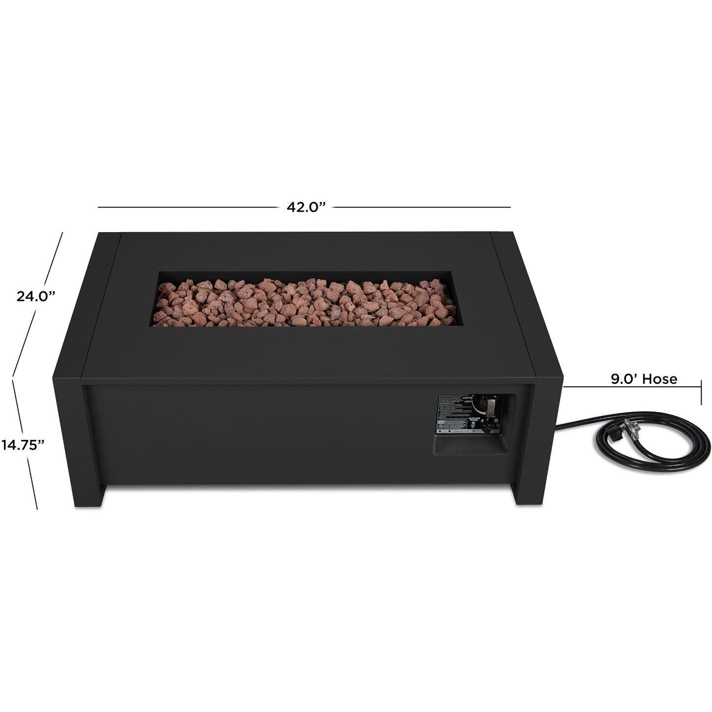 Lakeview Outdoor Designs SC-6330LP-BLK Lafitte 42-Inch Rectangle Propane Gas Fire Table - Dimensions thumbnail