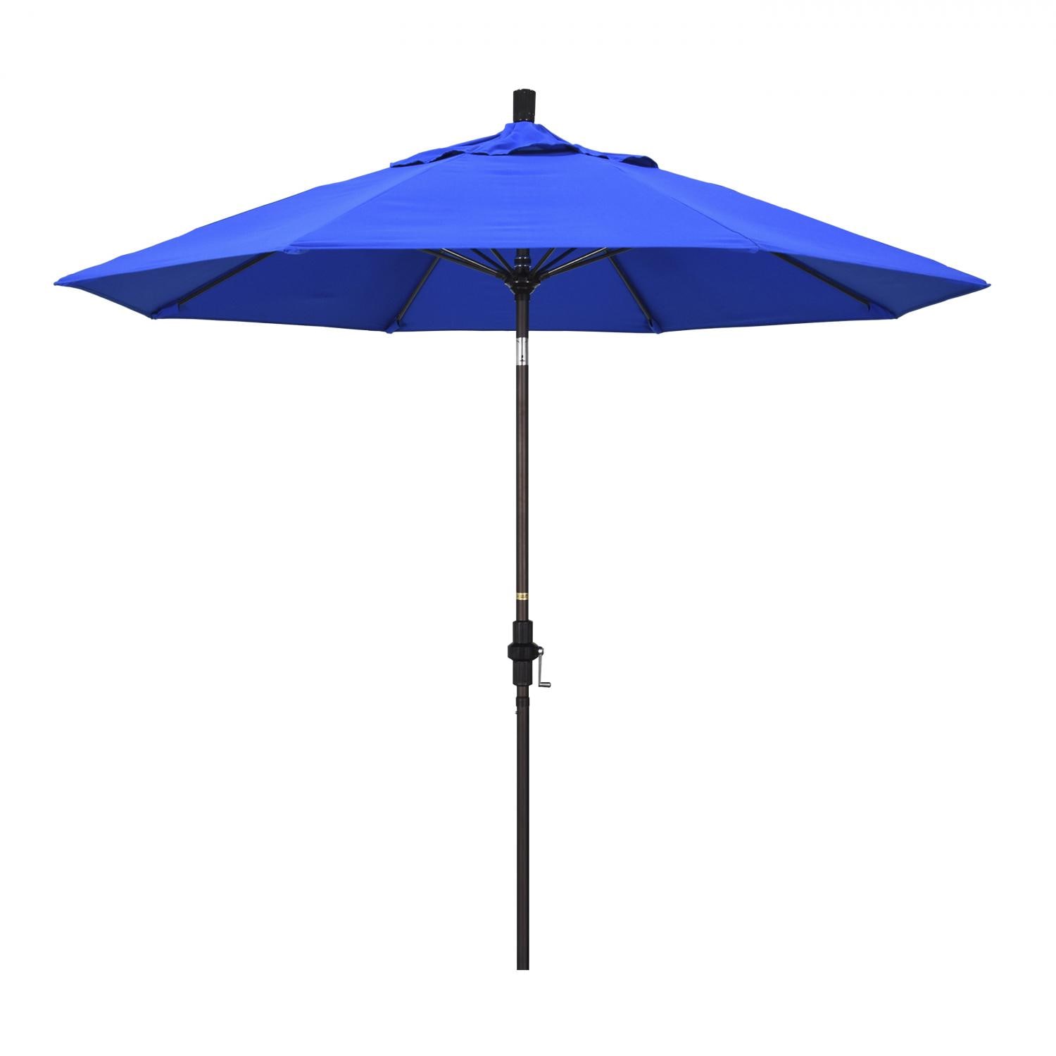 California Umbrella 9 Ft Octagonal Aluminum Collar Tilt Patio Umbrella W/ Crank Lift & Fiberglass Ribs - Bronze Frame / Sunbrella Canvas Pacific Blue Canopy thumbnail