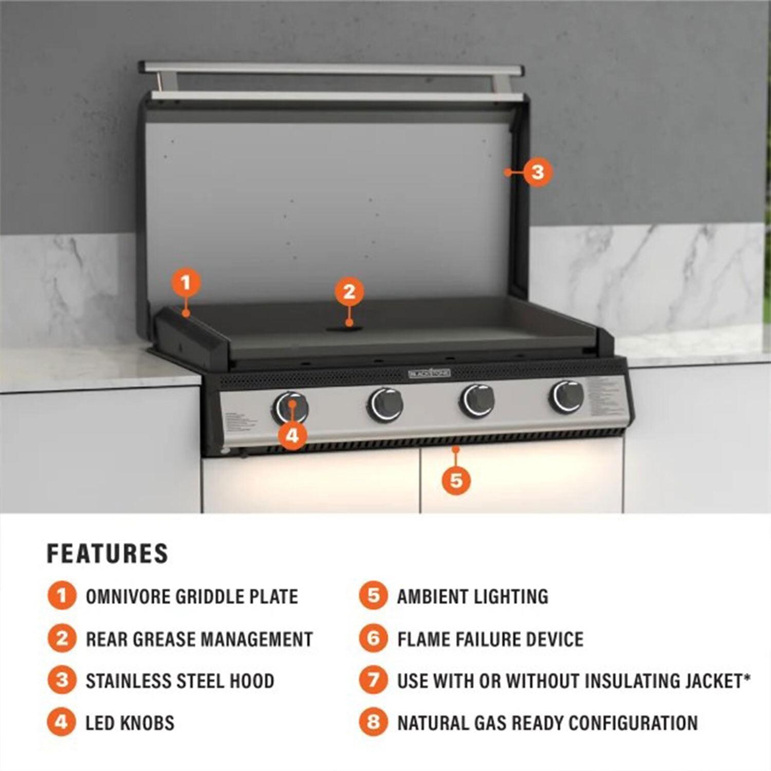 Blackstone 6331NG 36-in Built-In Propane Griddle w / Hood - Features - Detail thumbnail