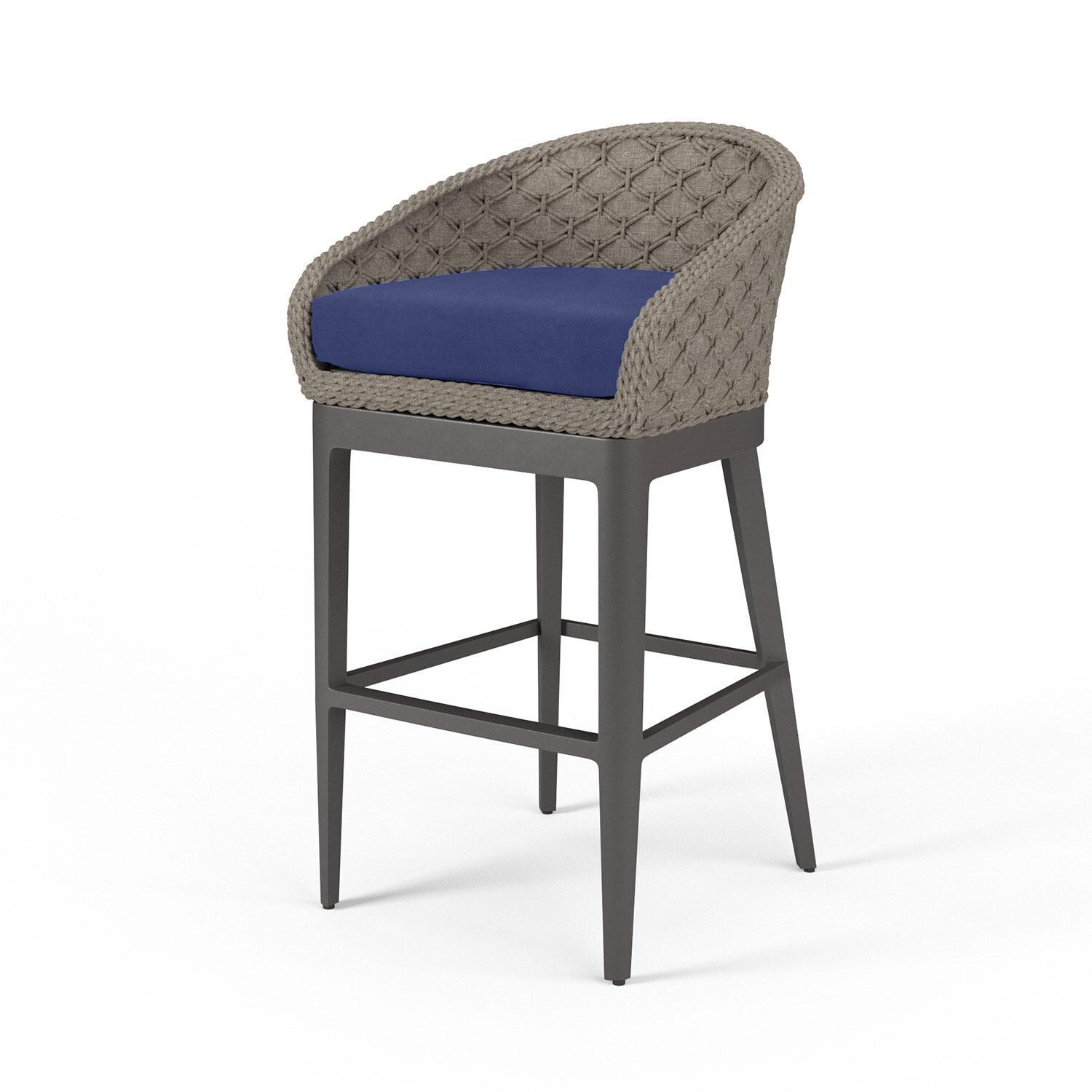 Marbella Marbella Rope & Aluminum Bar Stool in Echo Midnight w/ No Welt by Sunset West - Display - White Background thumbnail