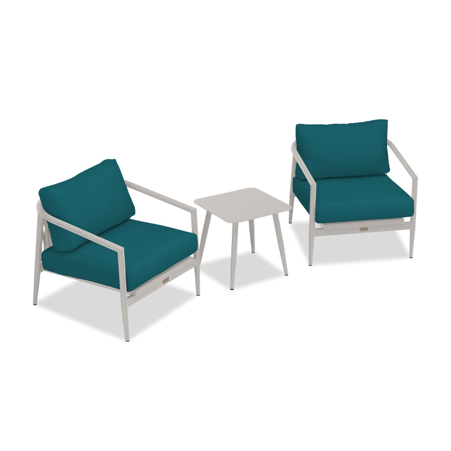 Lakeview Midnight Cove 3 Pc Aluminum Club Chair Seating Set in Urban Stone/Carrera/Spectrum Peacock - Top - White Background thumbnail