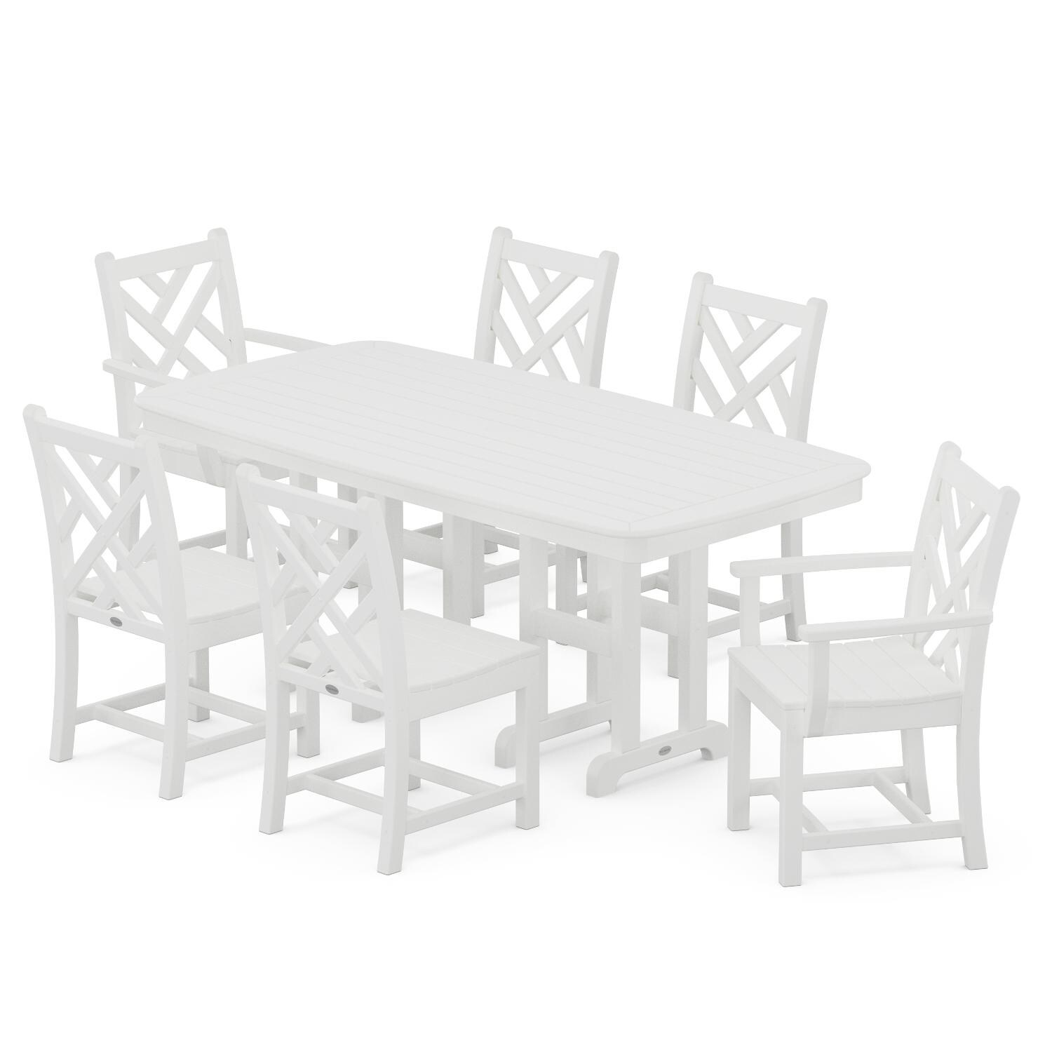 POLYWOOD Chippendale 7-Piece Dining Set - White