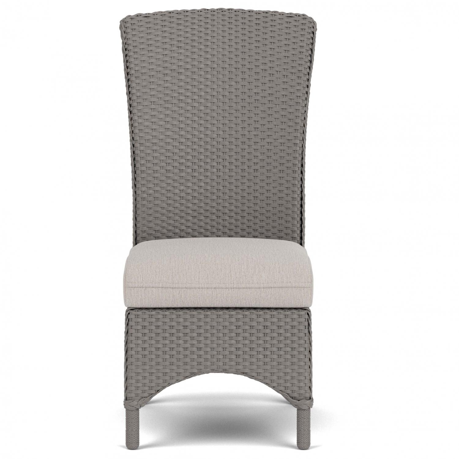 Mandalay Wicker Dining Side Chair in Pewter/Remy Cloud By Lloyd Flanders