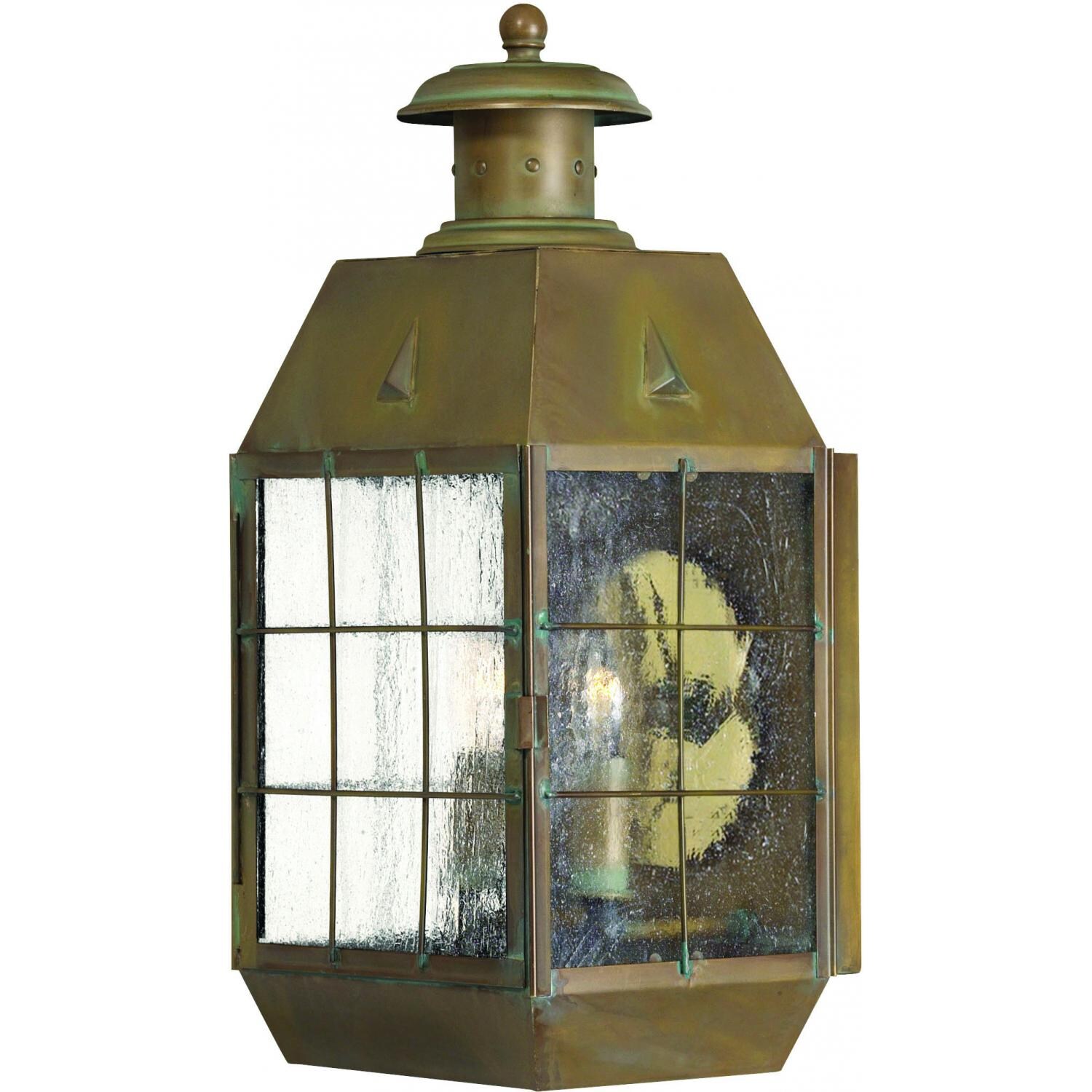 Hinkley Lighting Nantucket Two Light 17-Inch Outdoor Wall Light - Aged Brass - 2374AS