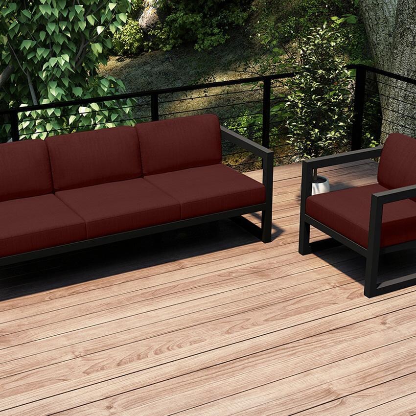 Misty Cove 2 Pc Aluminum Seating Set in Slate/Canvas Henna by Lakeview Outdoor Designs