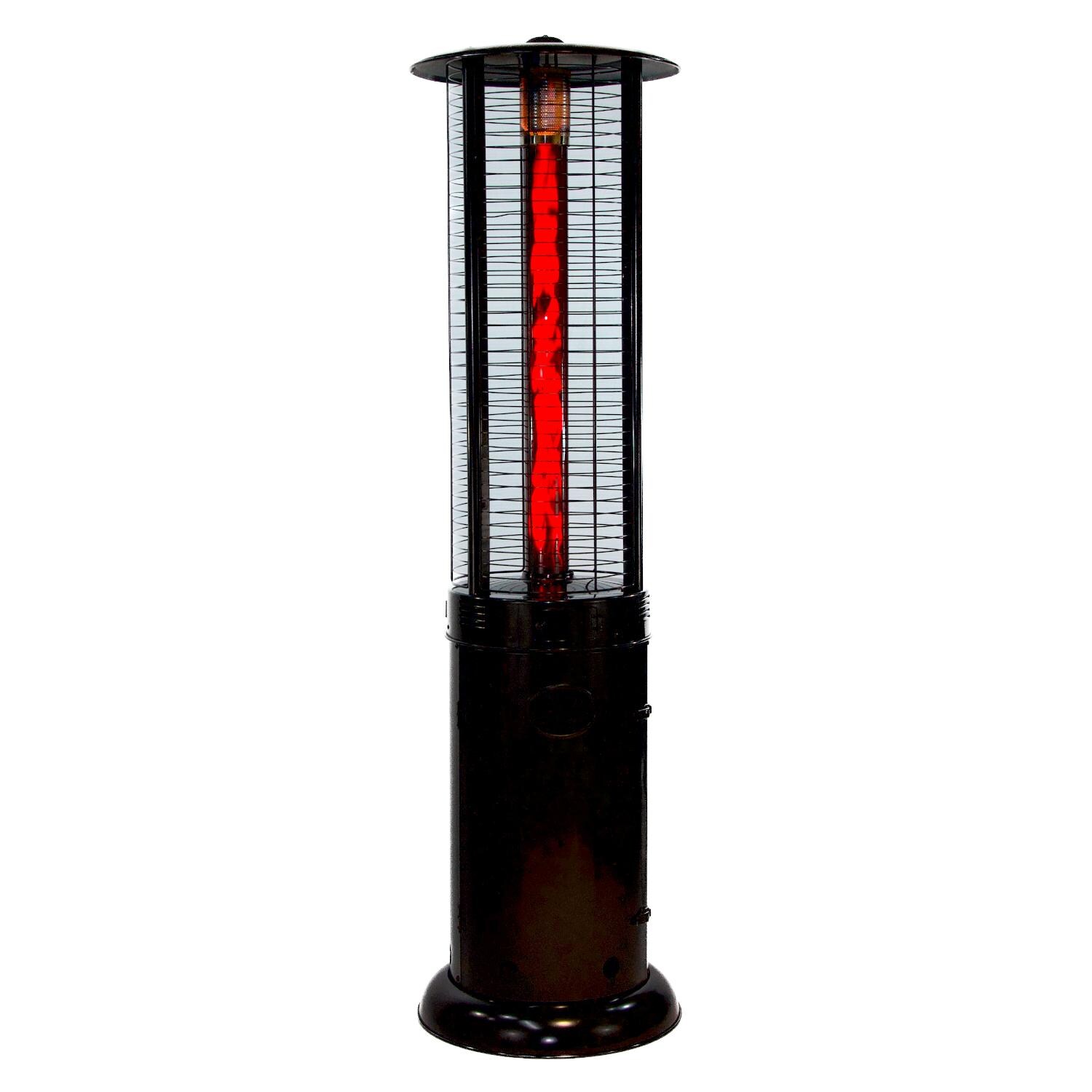 RADtec EF-Ruby 80-Inch Ellipse Flame Patio Heater - Black with Ruby Glass - Side View Turned On thumbnail