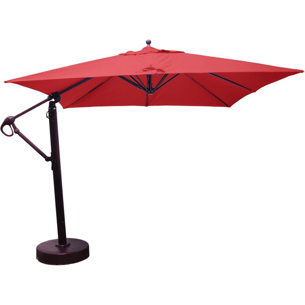 Galtech 10 X 10 Ft. Square Aluminum Patio Umbrella W/ Manual Lift & Easy Tilt Wheel - Antique Bronze Frame W/ Jockey Red Sunbrella Fabric thumbnail