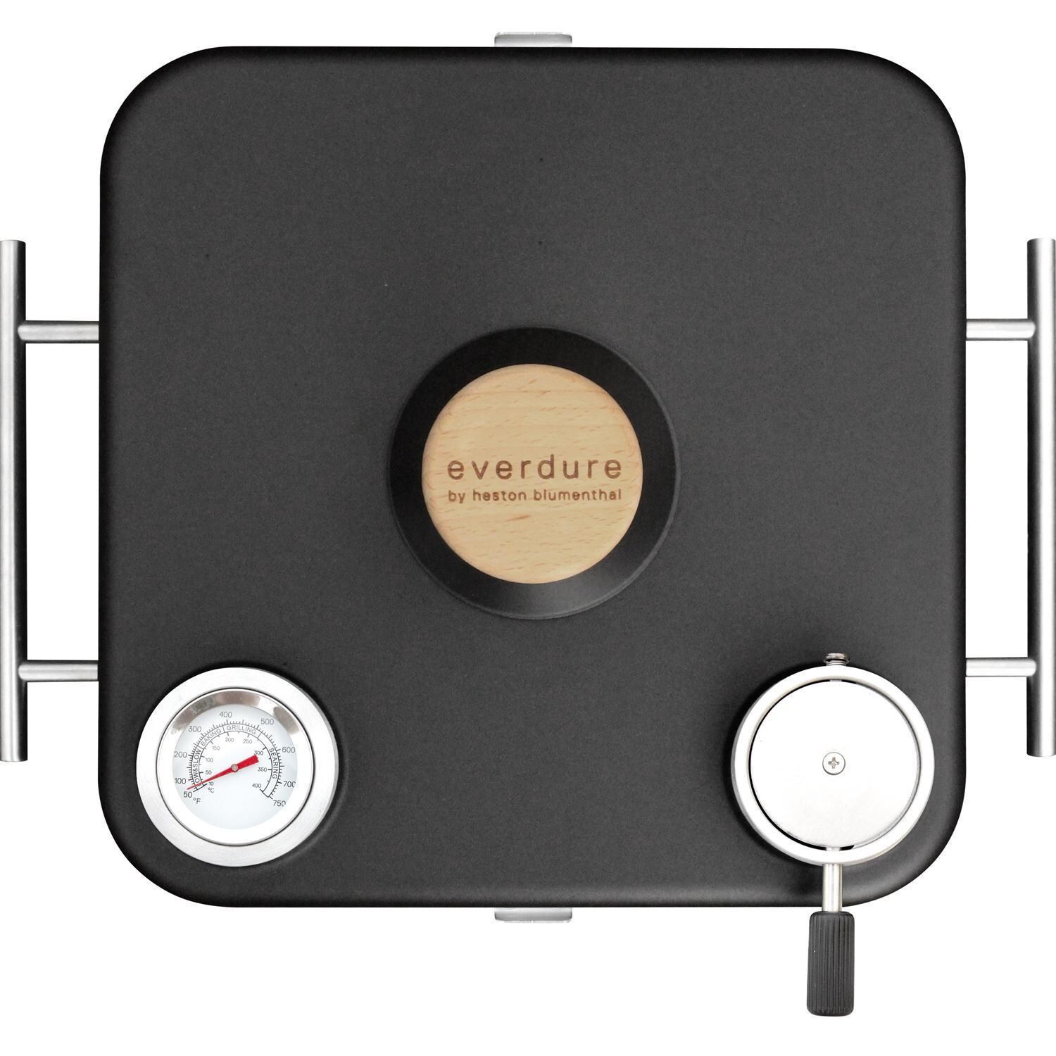 Everdure ECUBEG3B CUBE Proflame 360 Portable Propane Grill - Roasting Hood Handle, Temp Gauge & Top Vent - Detail thumbnail