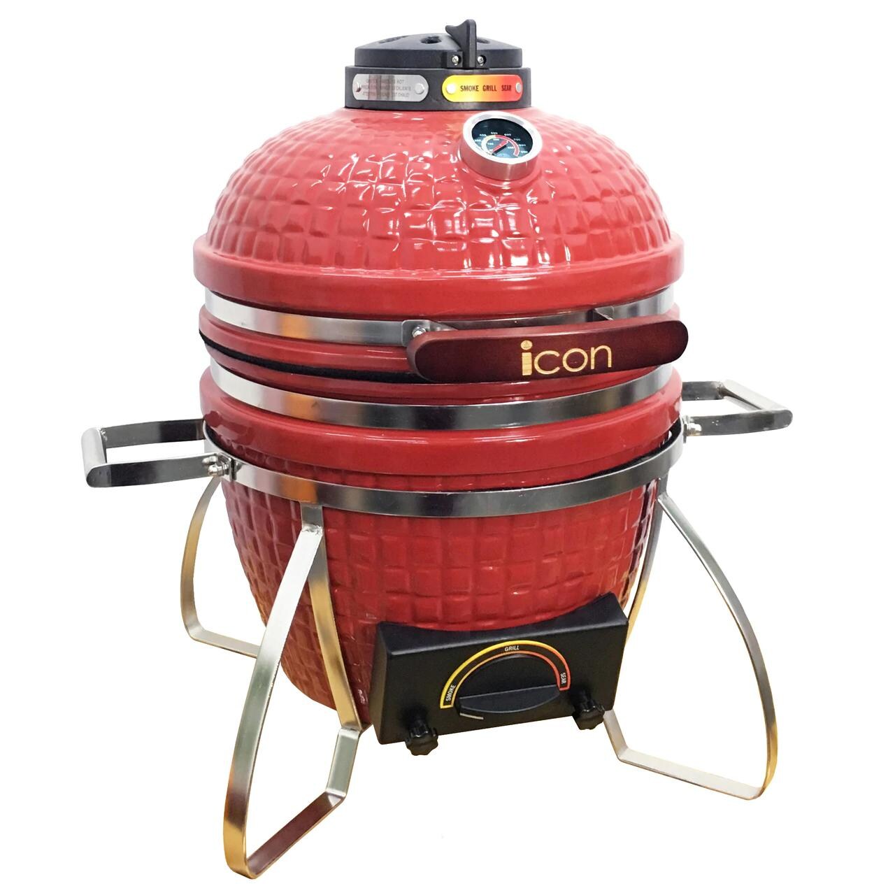 Icon Grills 100 Series 214 Sq. Inch Table Top Kamado Grill Red CG101RED BBQGuys