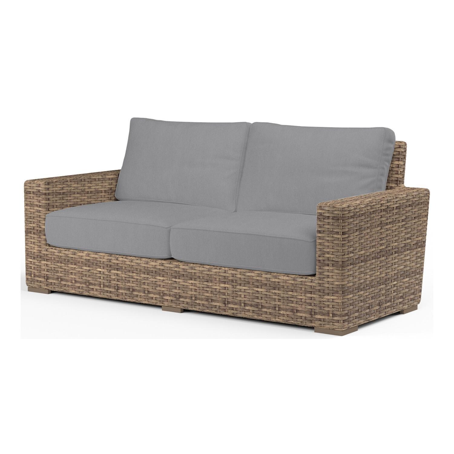 Havana 2 Person Wicker Loveseat in Tobacco/Canvas Granite by Sunset West - White Background thumbnail