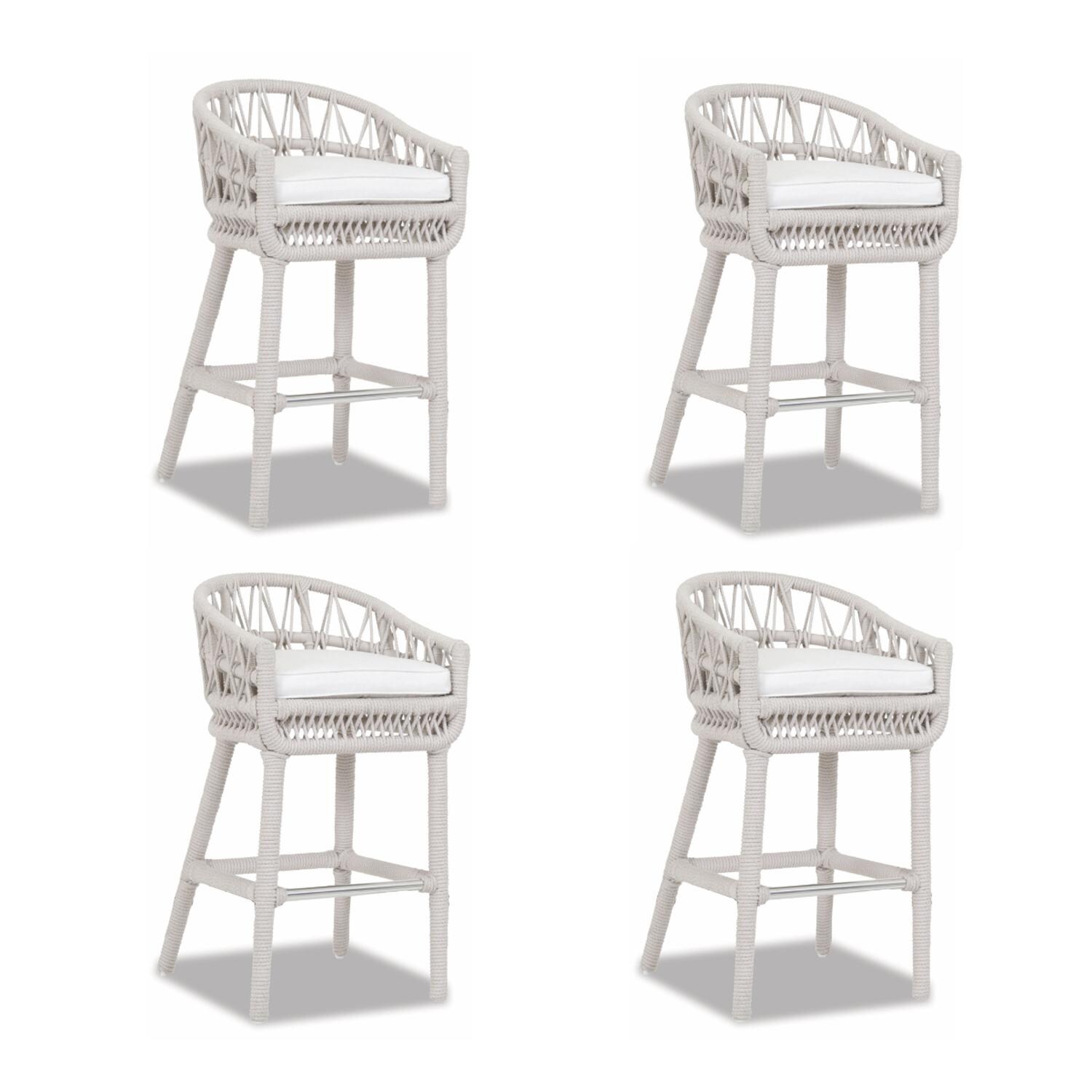 Sunset West - 4301-7B-8353 (4) - Dana 4 Piece Olefin Rope Patio Bar Stool Set W/ Sunbrella Linen Canvas Cushions thumbnail