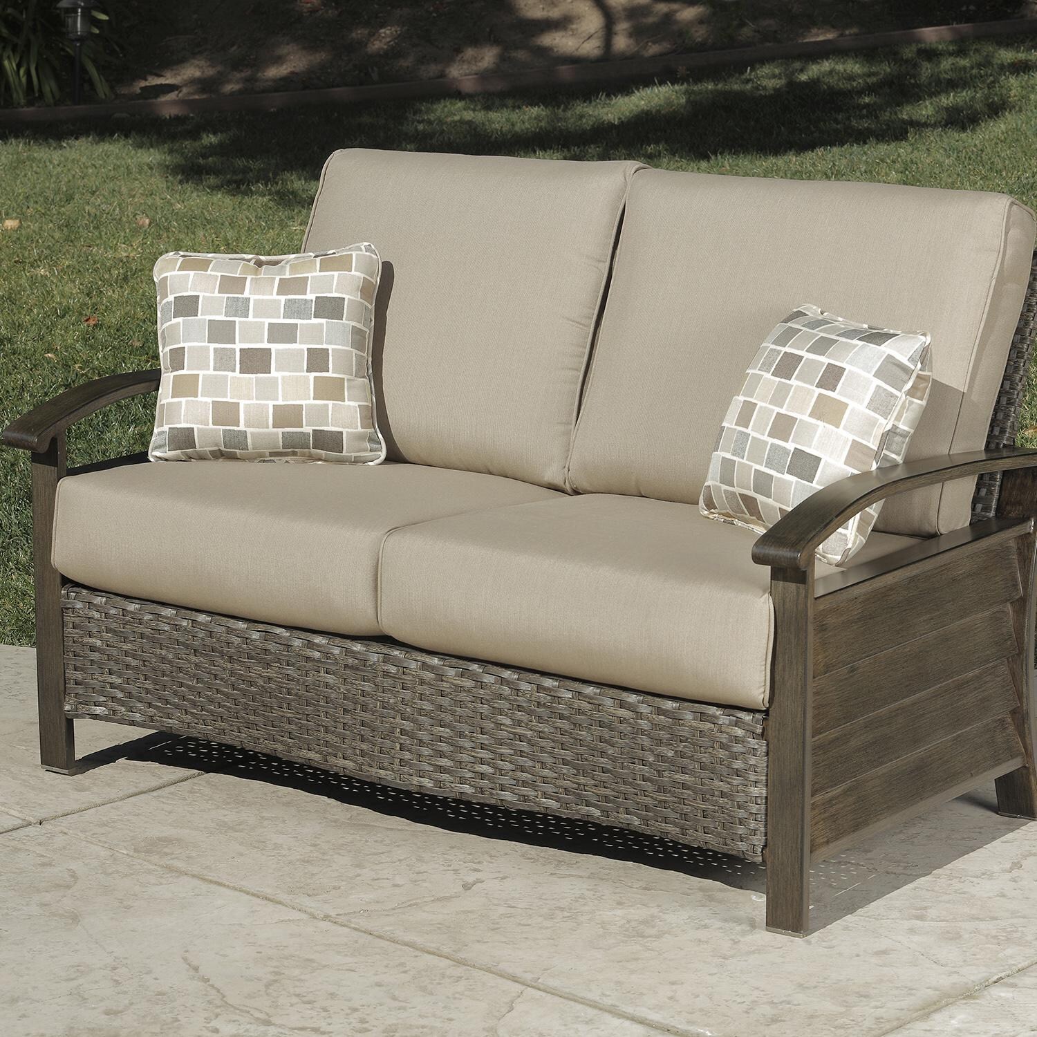Lakeview Outdoor Designs Dove Cay 6 Piece Wicker & Aluminum Patio Conversation Set - Patio Loveseat thumbnail