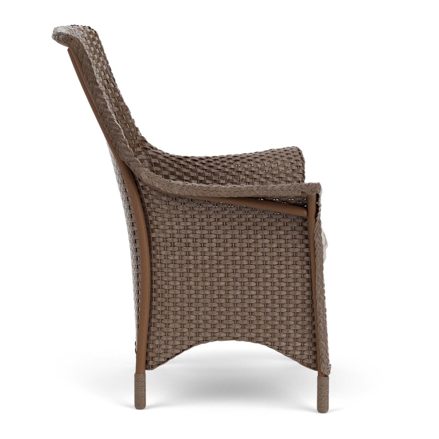 Lloyd Flanders Mandalay Dining Armchair In Bark Finish With Remy Cloud Fabric - Side thumbnail