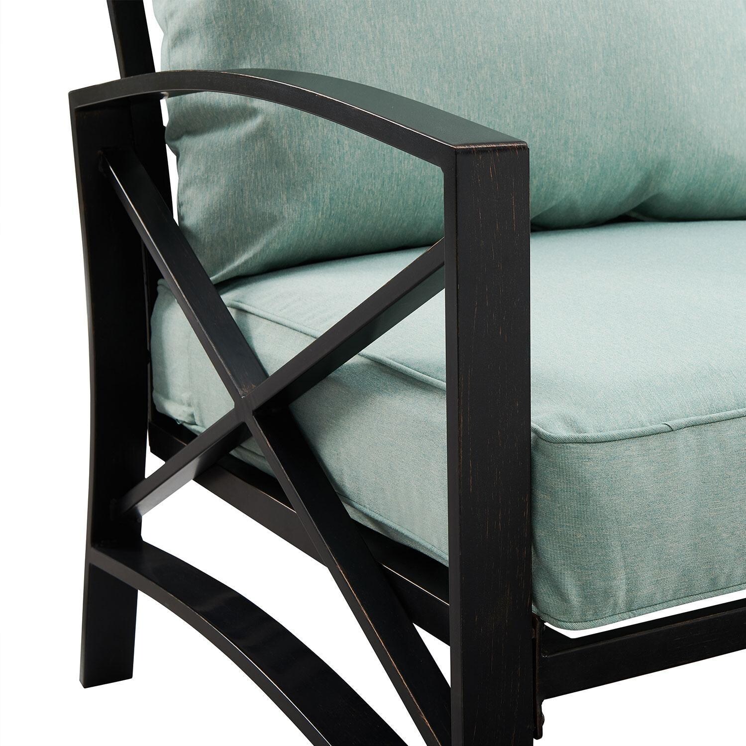 Ultimate Patio UP-82268BZ-MI 5Pc Outdoor Chair Set W/ Fire Table in Mist - Arm - Detail thumbnail