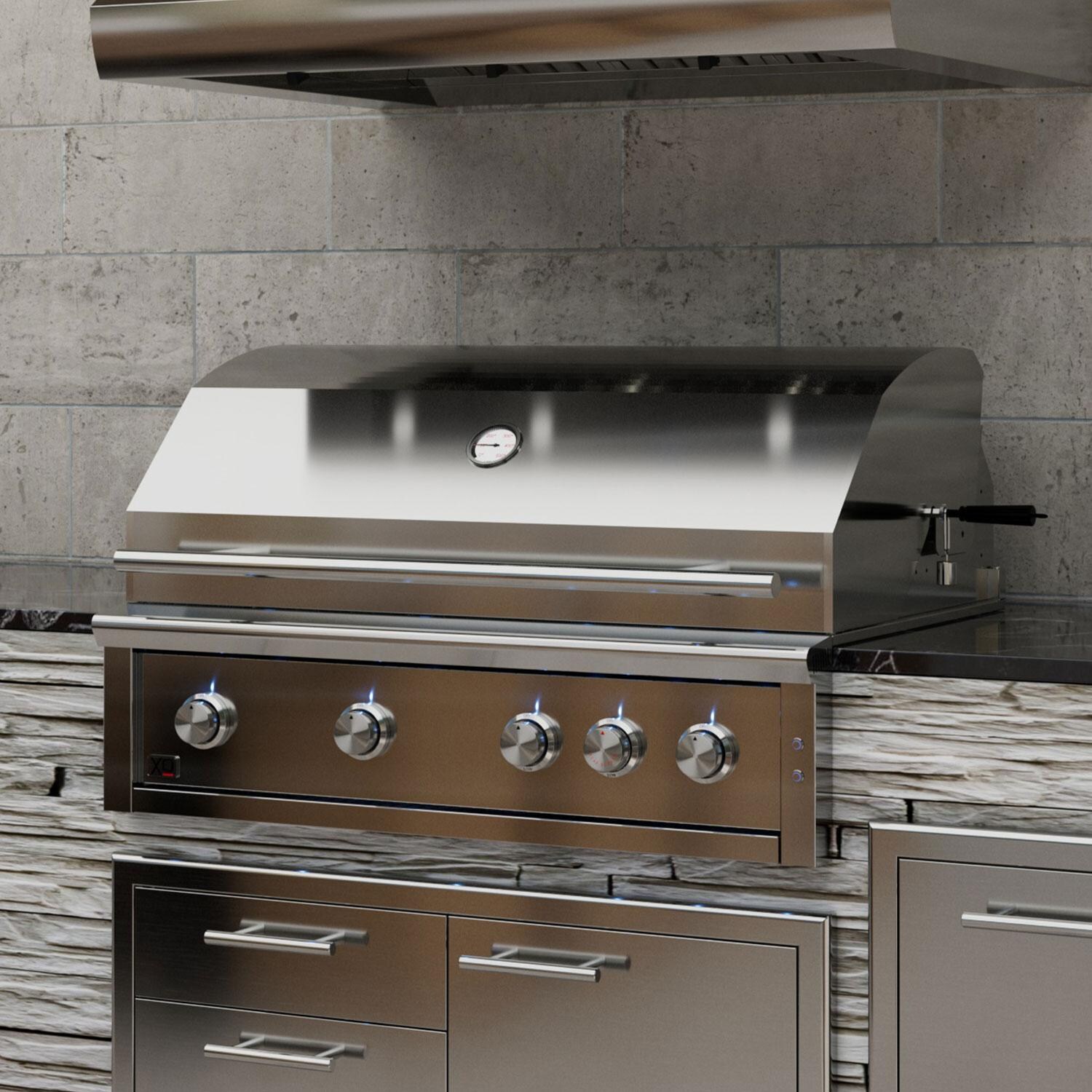 XO Appliance XOGRILL42N Pro-Grade 42-in 4 Burner Built-In Natural Gas Grill w/ Rotisserie Burner - Side View - Lifestyle thumbnail