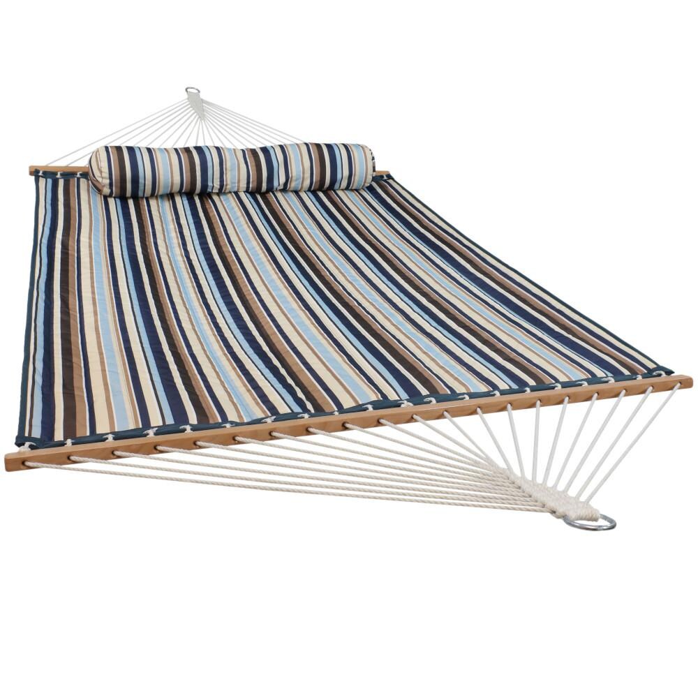 Sunnydaze Decor Quilted Double Hammock w/ Pillow - Ocean Isle - LY-QFH-OI image
