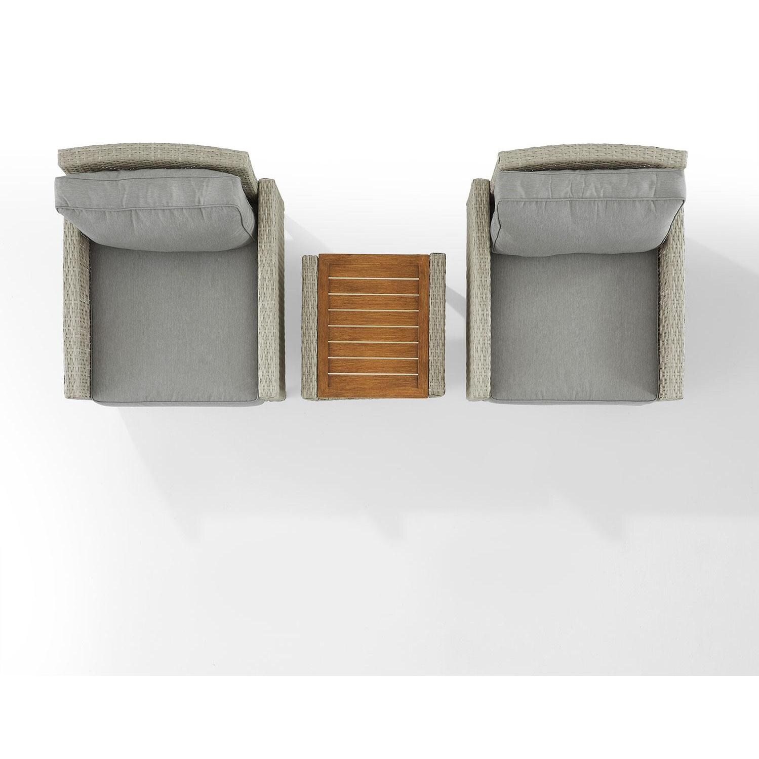 Ultimate Patio UP-92428GY-AC 3Pc Wicker Outdoor Chair Set in Acorn - Overhead View - White Background thumbnail