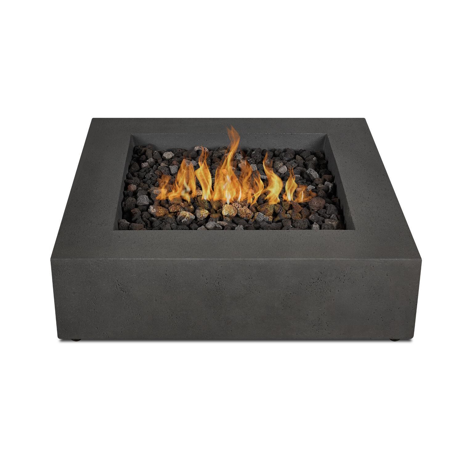 Hillview Bay 2714LP-CBN 42 Inch Square Glass Fiber Reinforced Concrete Propane Fire Pit Table in Carbon by BBQGuys Signature - Top View - White Background thumbnail