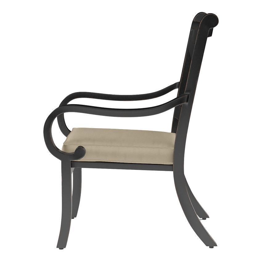 Monterey Dining Arm Chair in Copper/Linen Stone w/ Selt Welt by Sunset West - Side View - White Background thumbnail