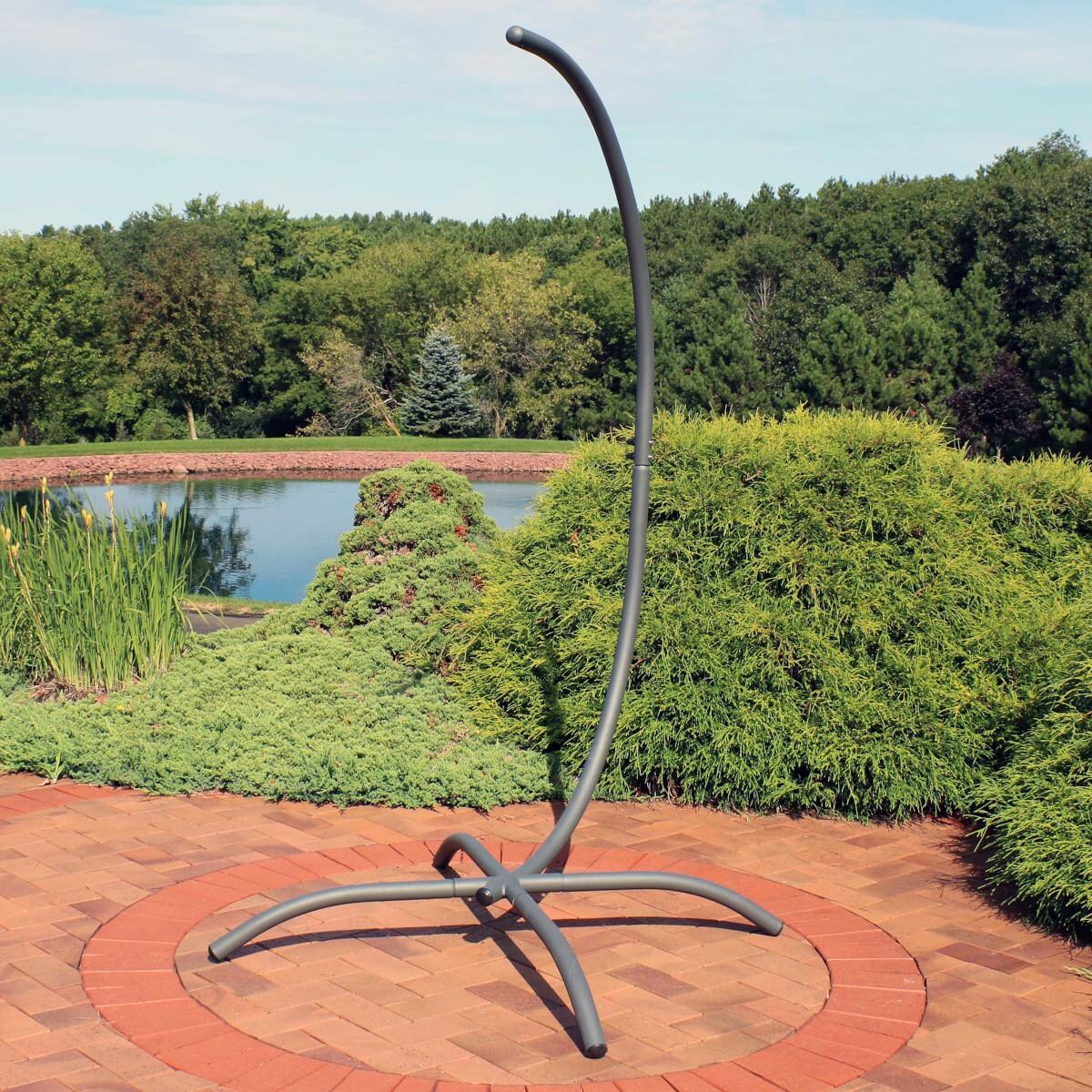 Ultimate Patio 78-Inch Steel Egg Chair Stand w/ Curved Leg Base - Lifestyle thumbnail