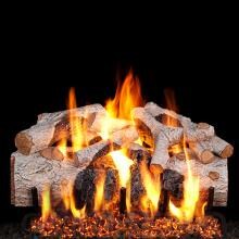 Peterson Real Fyre 18-Inch Charred Mountain Birch Outdoor Gas Log Set With Vented Natural Gas Stainless G45 Burner - Match Light image