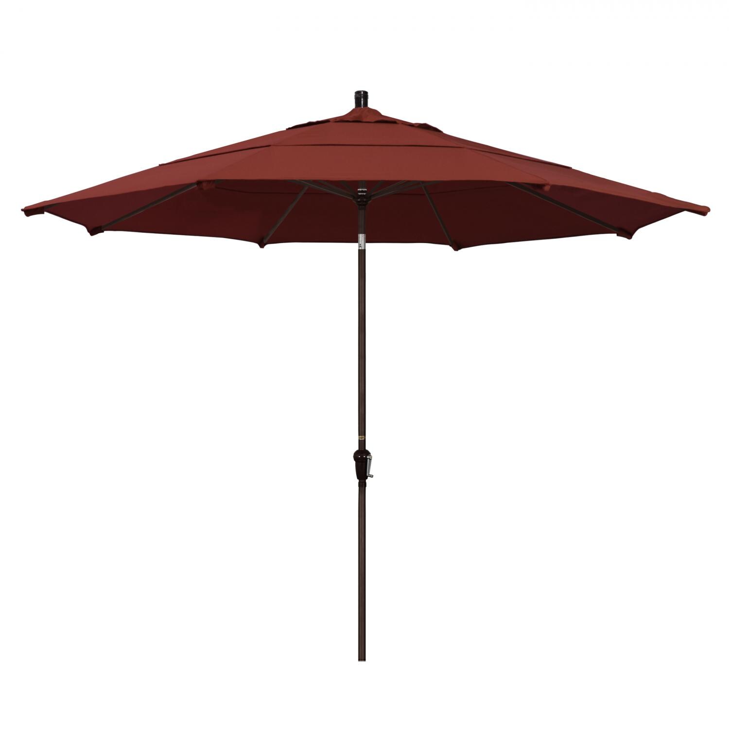 California Umbrella 11 Ft Octagonal Aluminum Auto Tilt Patio Umbrella W/ Crank Lift & Aluminum Ribs - Bronze Frame / Sunbrella Canvas Henna Canopy thumbnail