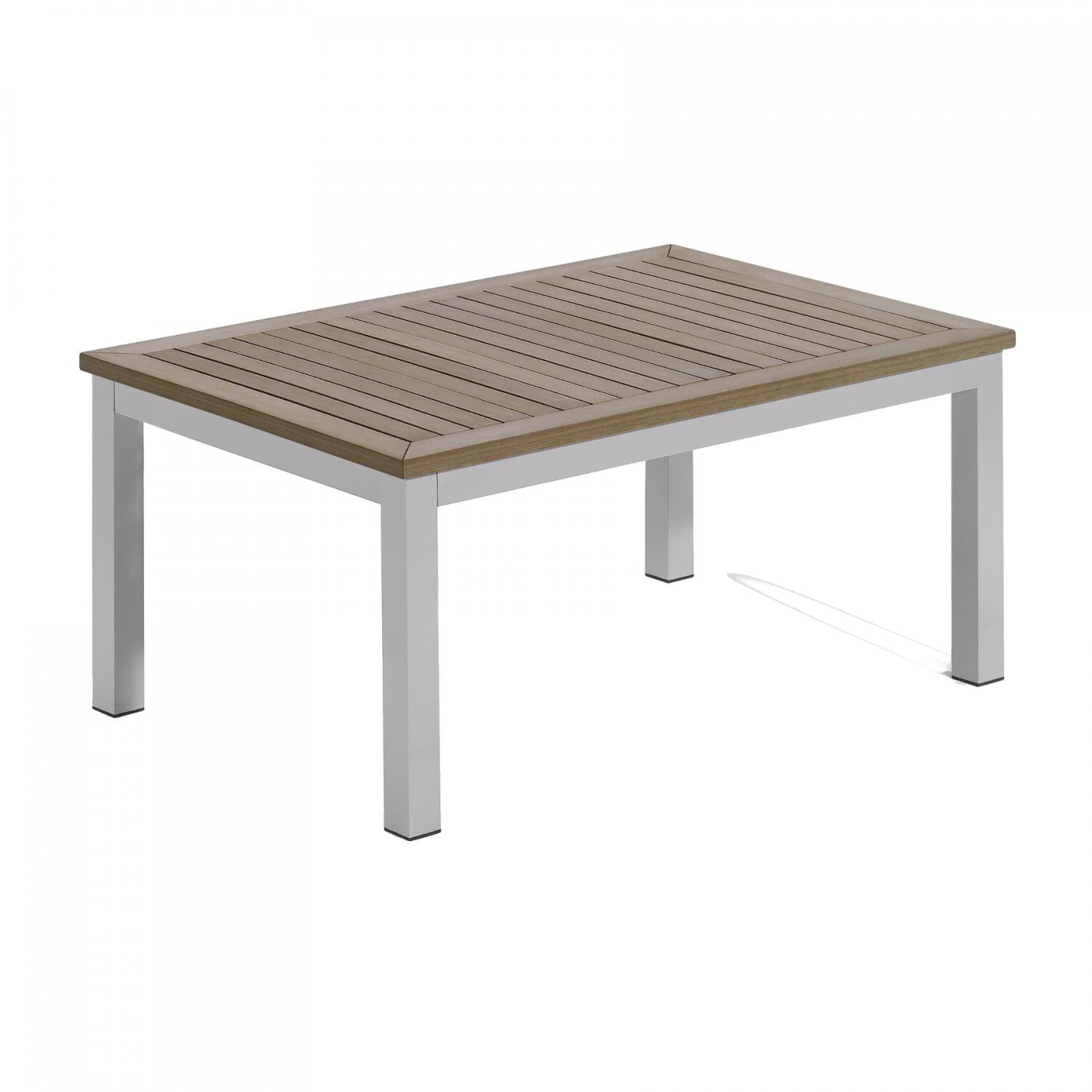 Travira 41 X 27 Inch Rectangular Aluminum Patio Coffee Table W/ Tekwood Vintage Top thumbnail