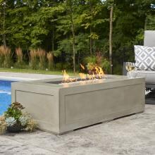 The Outdoor GreatRoom Company Cove 54-Inch Linear Natural Gas Fire Pit Table with 42-Inch Crystal Fire Burner - Natural Grey - Ships As Propane With Conversion Fittings - CV-1242-NG