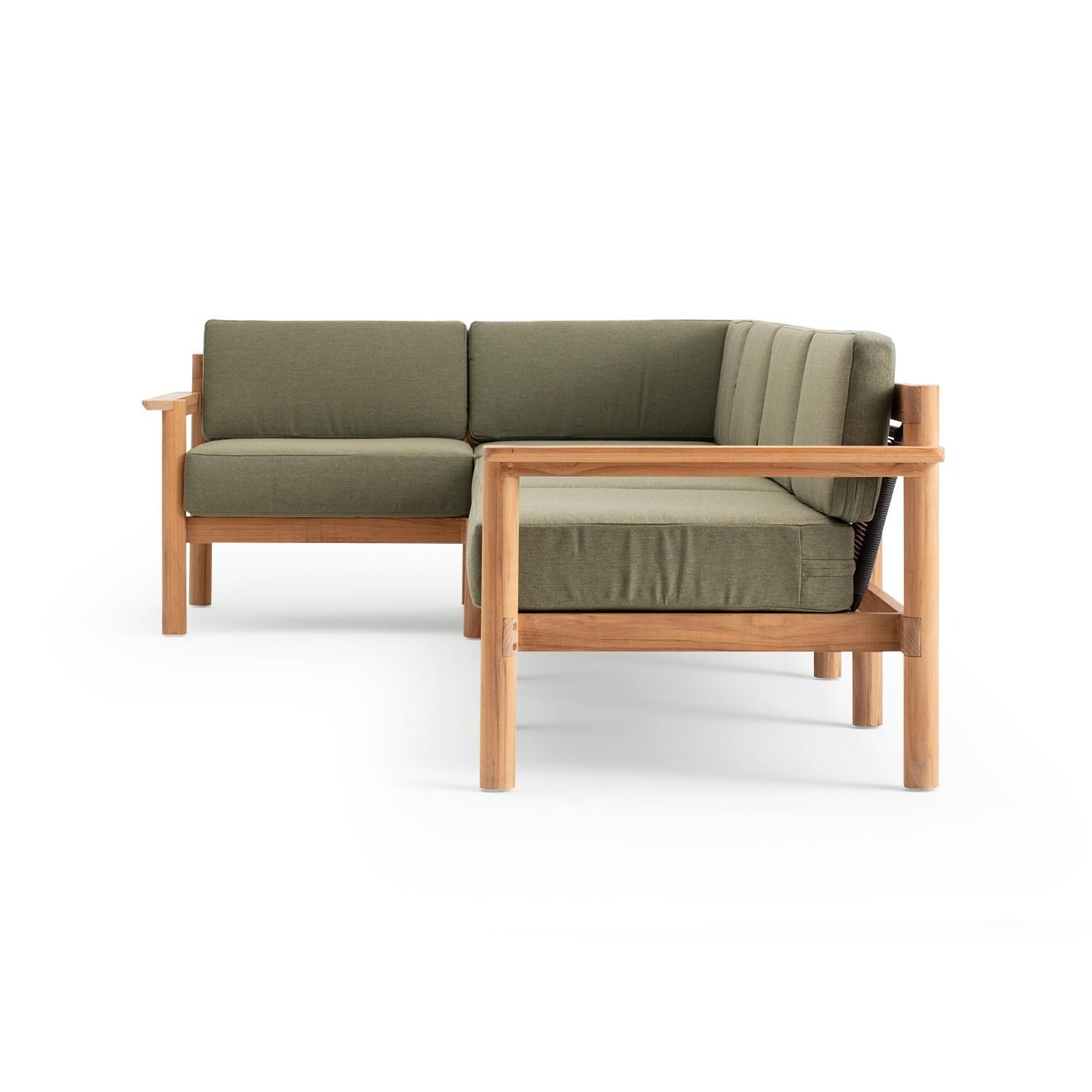 Neighbor HVN-SECT5-LE-2 5 Piece Sectional W/ Teak Arms - Long Side View thumbnail