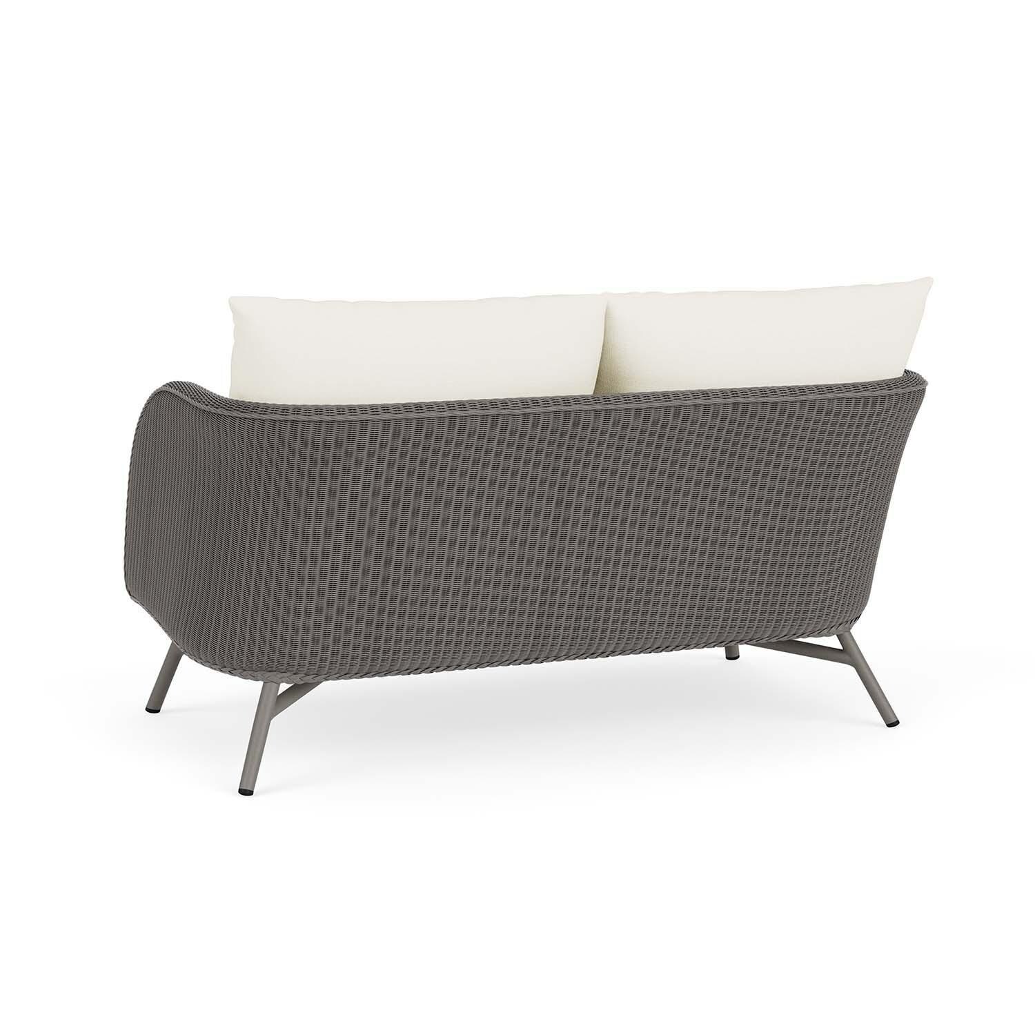 Lloyd Flanders Essence Loveseat W/Sailcloth Salt Fabric - Pewter Finish - Back Left thumbnail