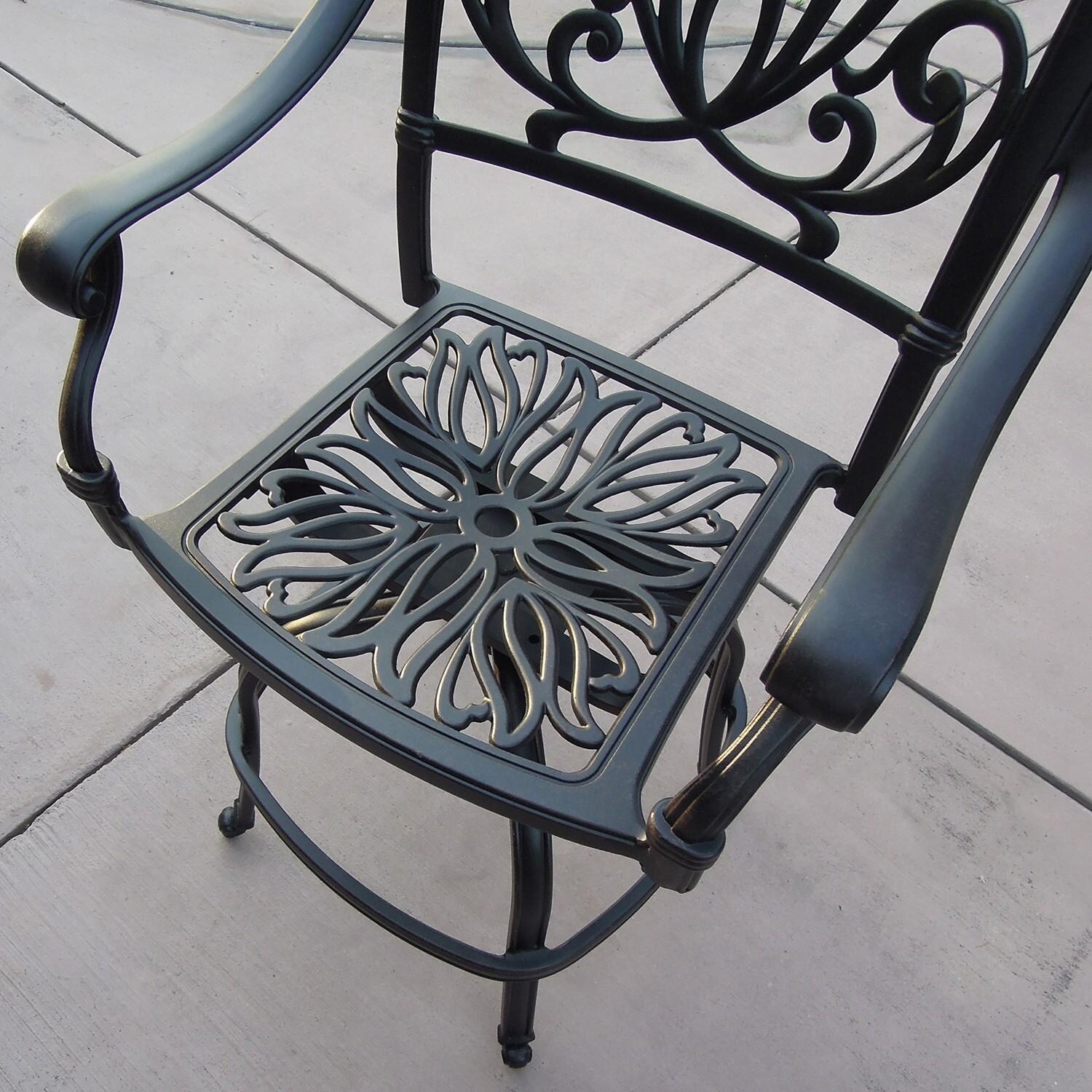 Elisabeth 3 Pc Cast Aluminum Counter Height Bar Stool Set in Sesame/Antique Bronze by Darlee - Chair Seat w/o Cushion - Lifestyle thumbnail