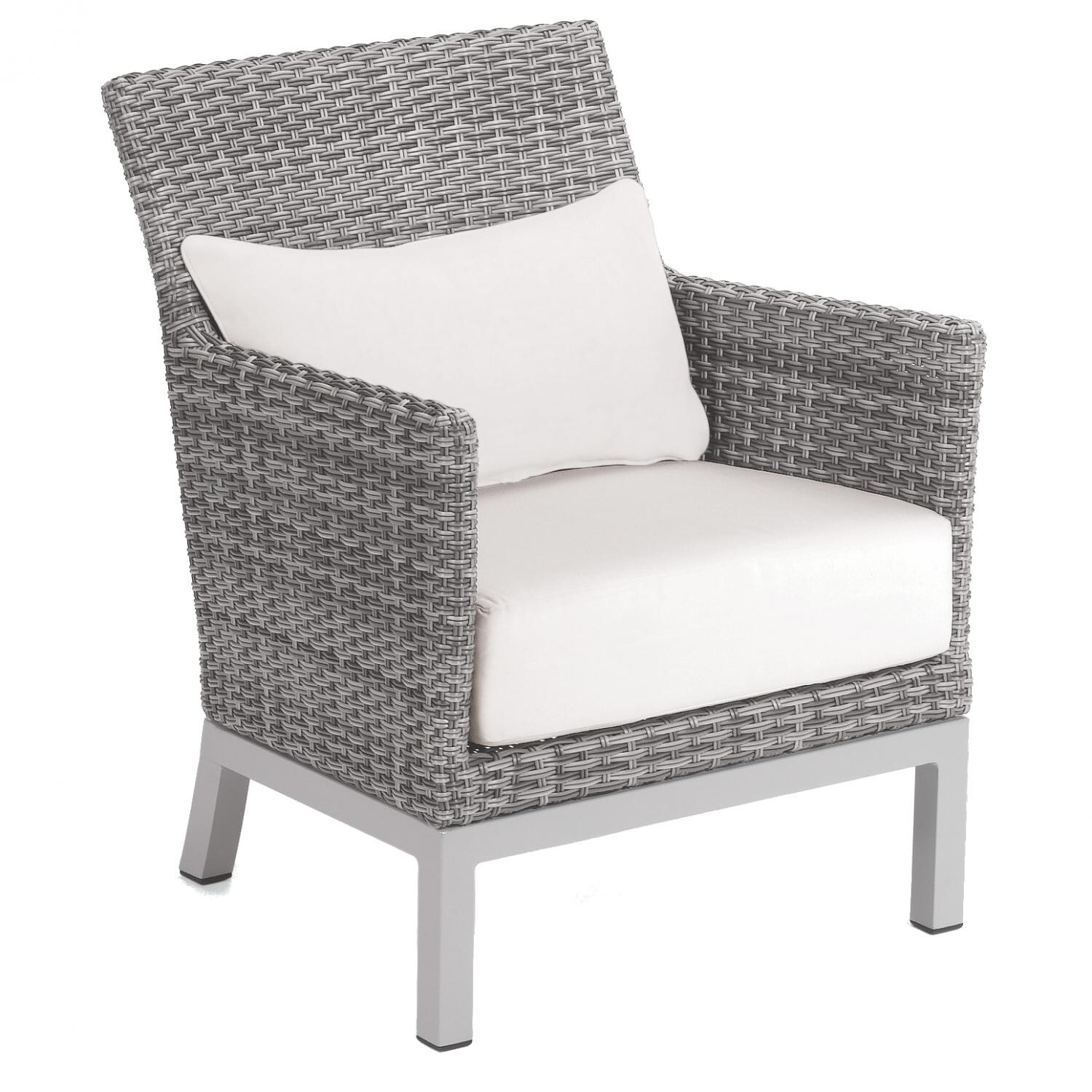 Argento Wicker Patio Club Chair W/ Eggshell White Cushion and Lumbar Pillow thumbnail