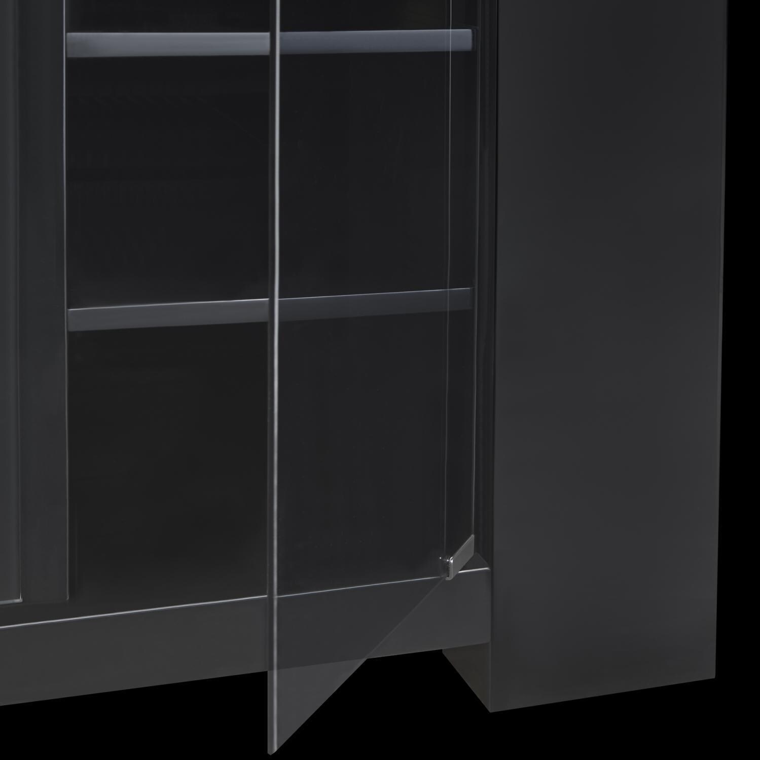 Napoleon NEFP27-1015B 60-inch Foley Electric Fireplace Media Console - Glossy Black - Glass Door Detail thumbnail