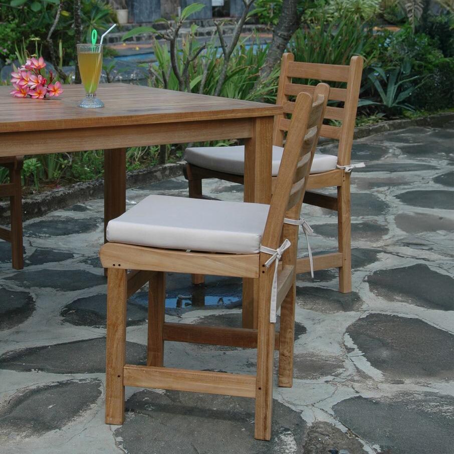 Amite Bay 5 Pc Teak Dining Set in Canvas Natural by Lakeview Outdoor Designs - Chair - Lifestyle thumbnail