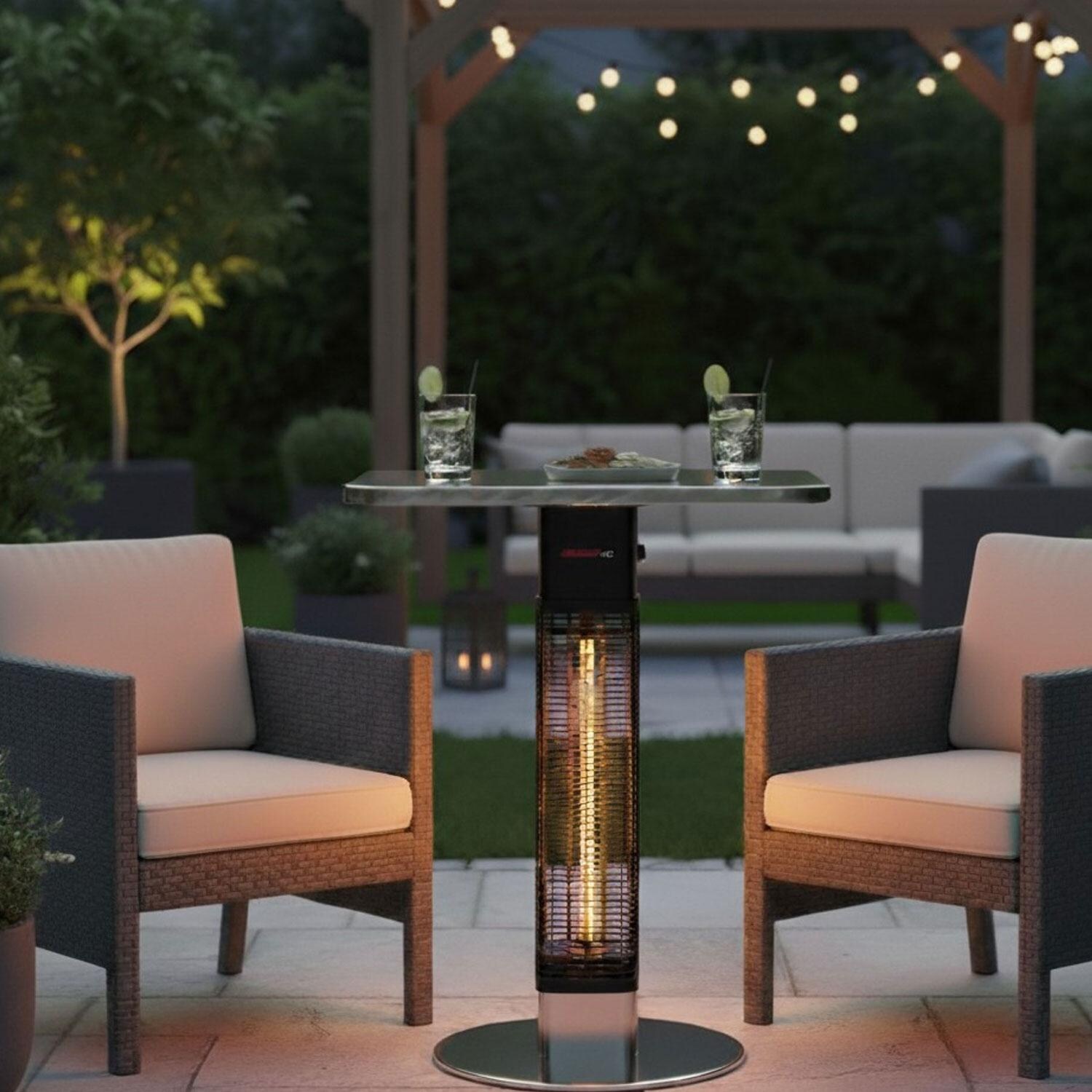 RADtec SBT-15S Bistro Table Series 24-Inch Square 1500W Electric Infrared Bistro Table Patio Heater - White Background thumbnail