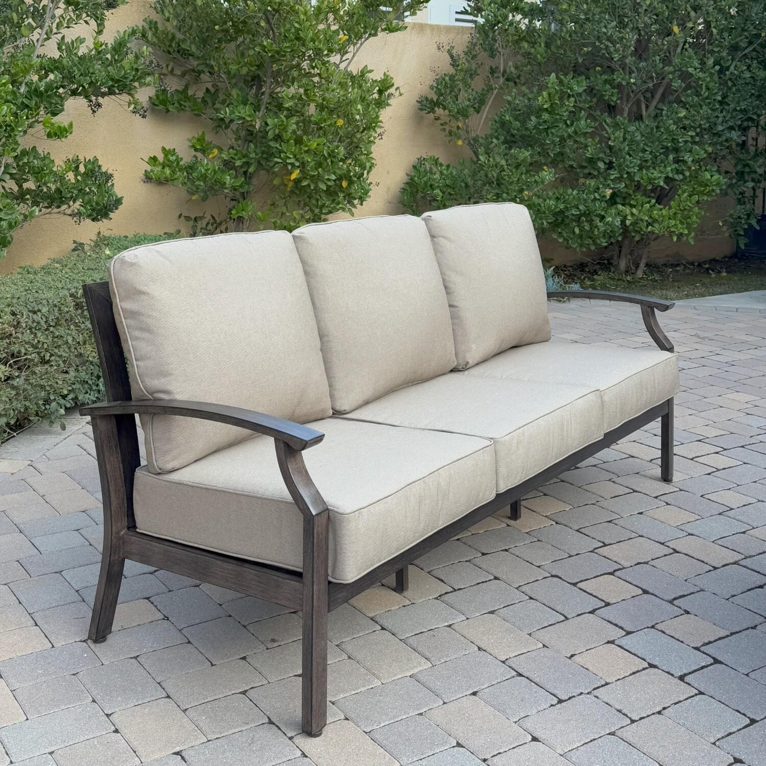 Atlantis Aluminum Sofa in Walnut/Beige by Darlee