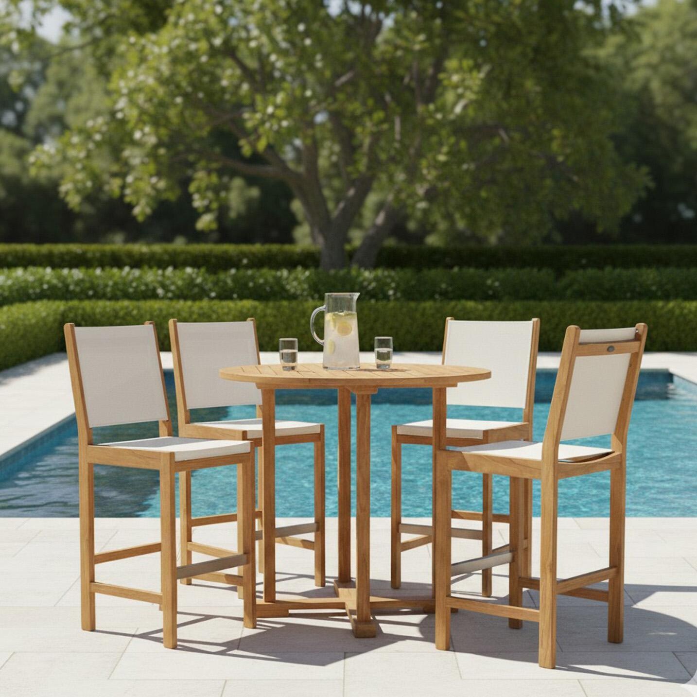 Legacy 5 Pc Teak Bar Set in White by Royal Teak Collection