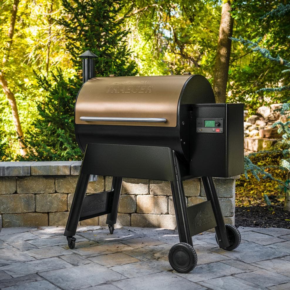 Traeger TFB57GLE Pro 780 Bronze Wood Pellet Grill - Angled View - Lifestyle thumbnail