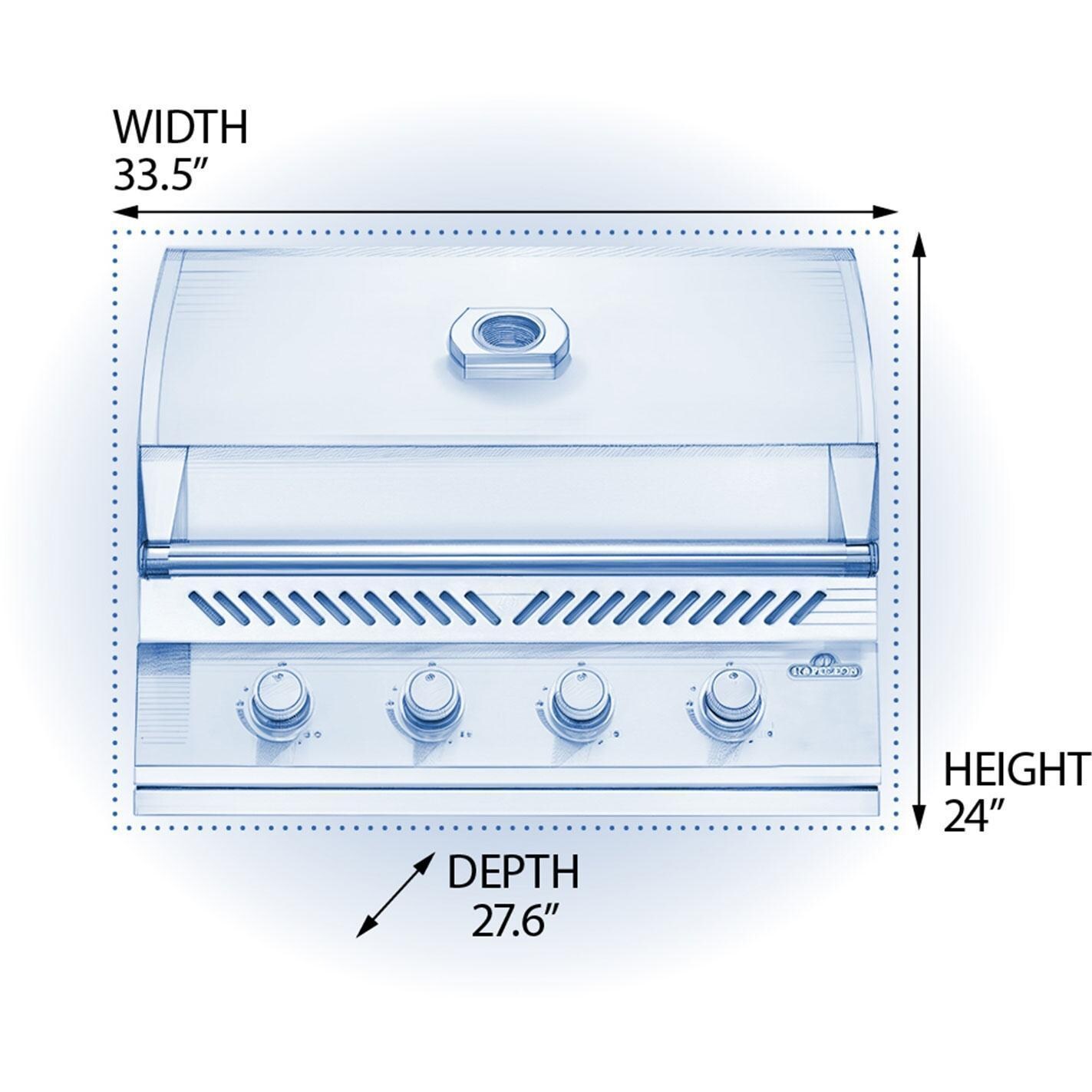 Napoleon BI32NSS Built-in 500 Series 32-Inch Natural Gas Grill - Dimensional thumbnail
