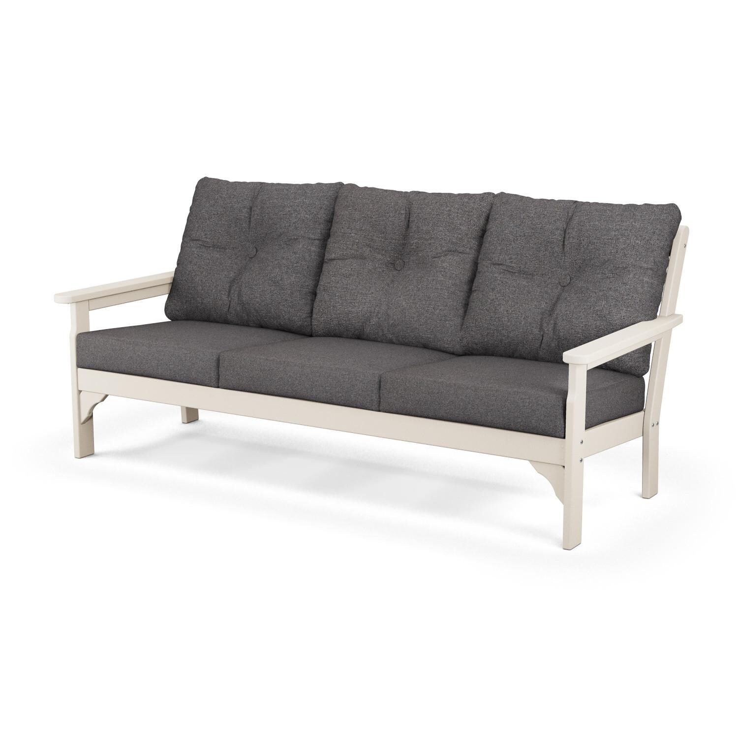 Vineyard Recycled Plastic Sofa in Sand/Ash Charcoal by POLYWOOD