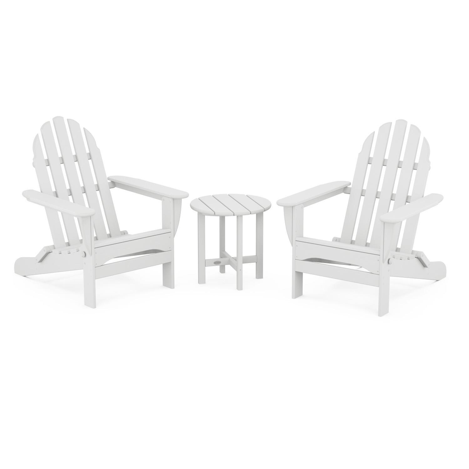 POLYWOOD PWS214-1-WH Classic Folding Adirondack 3-Piece Set - Full Set thumbnail